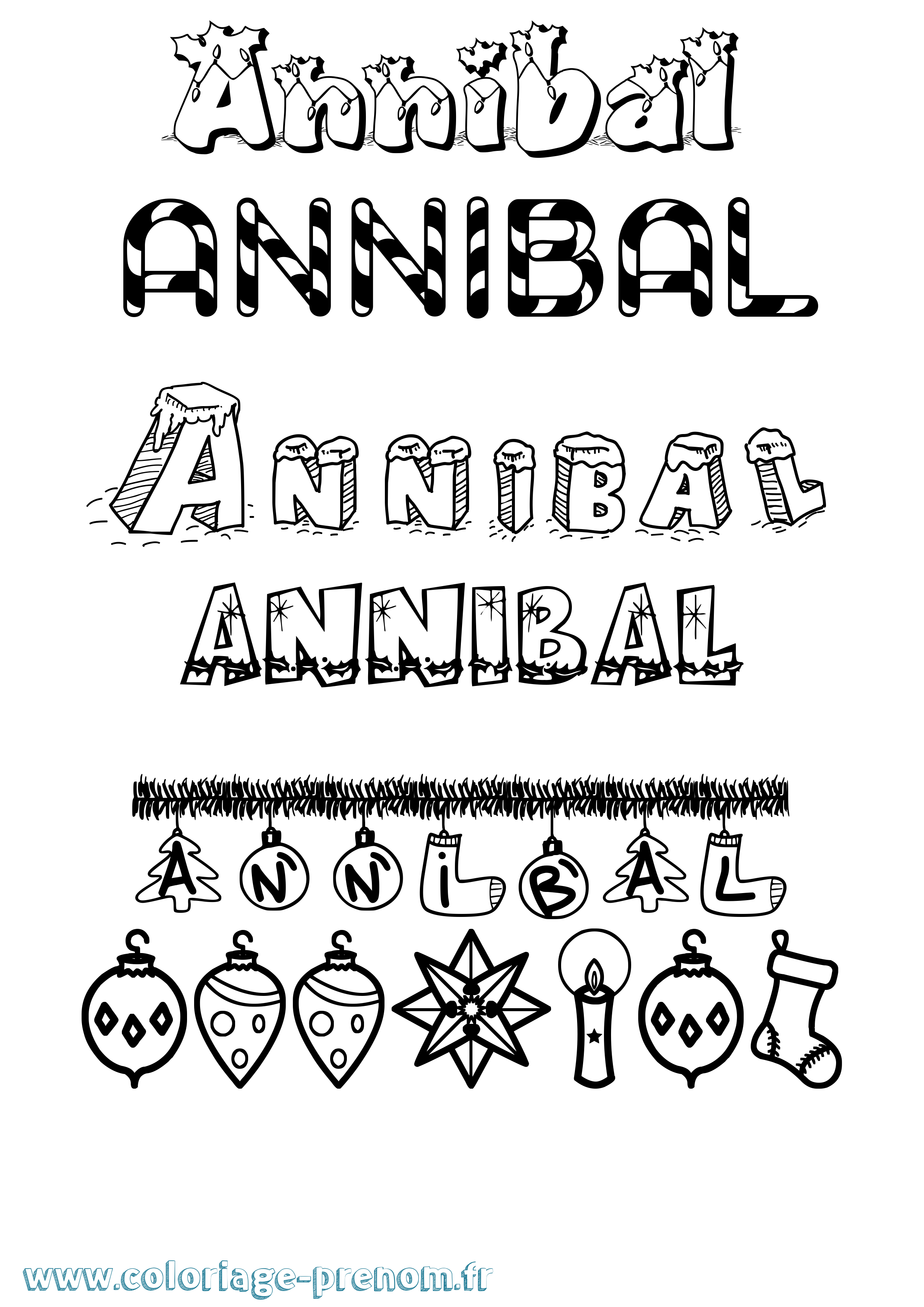 Coloriage Annibal Noël Coloriage prénom Annibal Noël