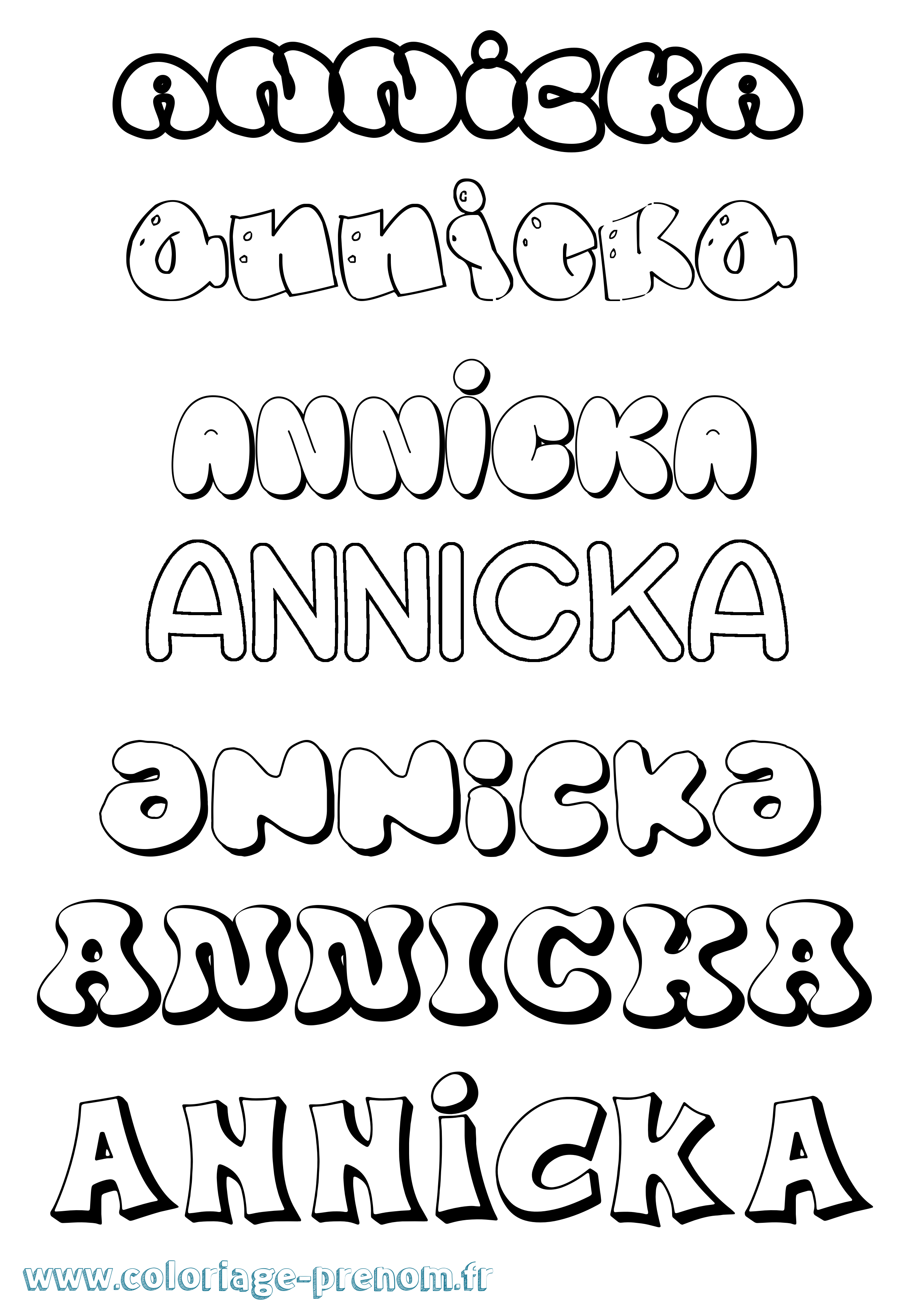 Coloriage Annicka Bubble Coloriage prénom Annicka Bubble