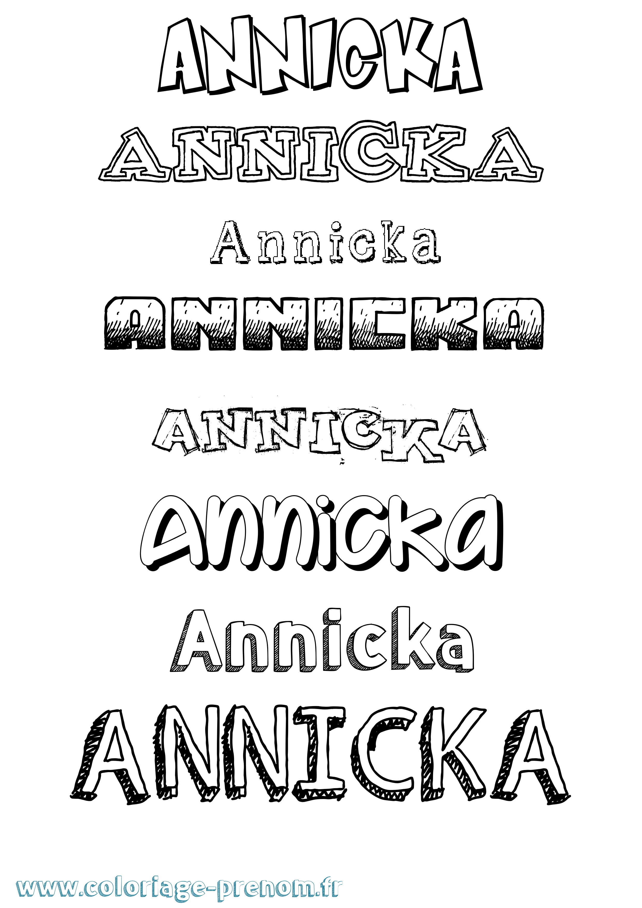 Coloriage Annicka Dessiné Coloriage prénom Annicka Dessiné