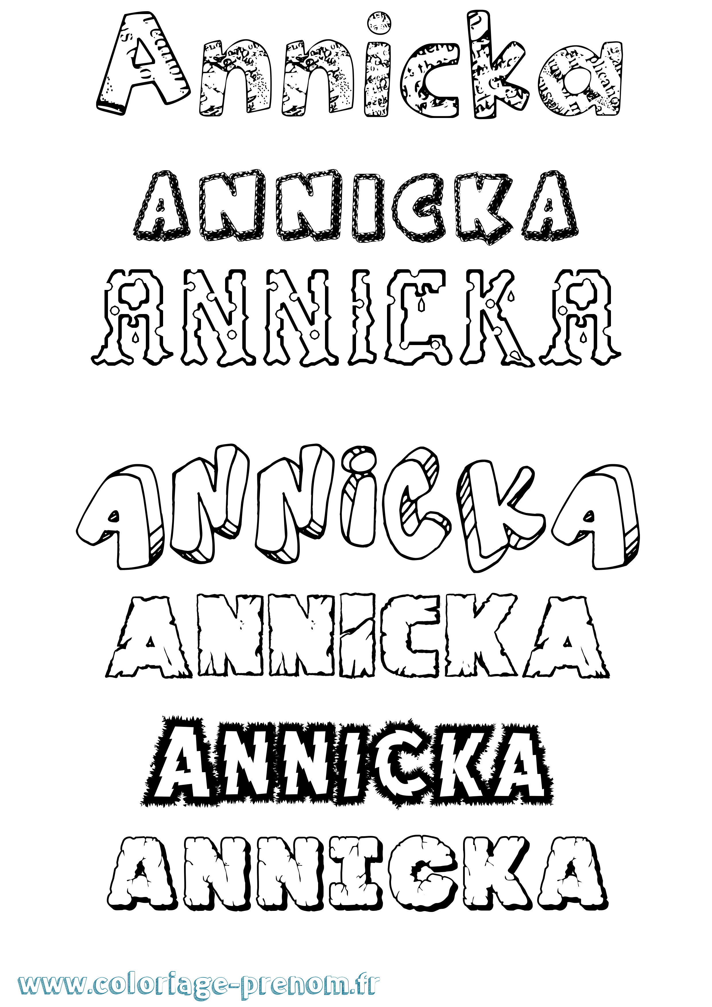 Coloriage Annicka Destructuré Coloriage prénom Annicka Destructuré