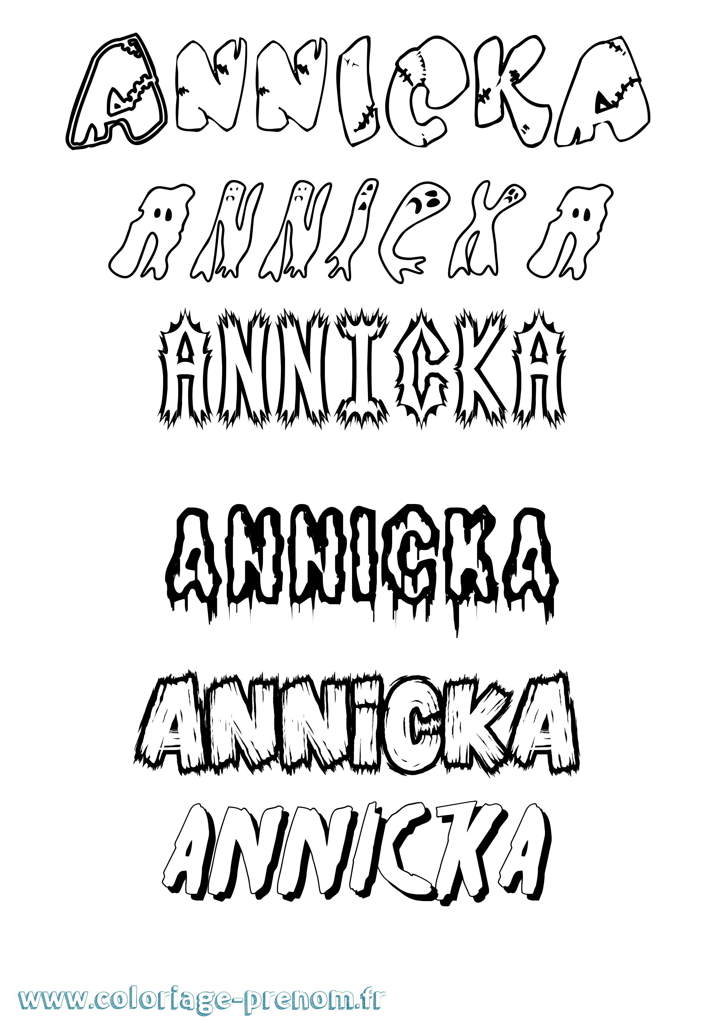 Coloriage Annicka Frisson Coloriage prénom Annicka Frisson