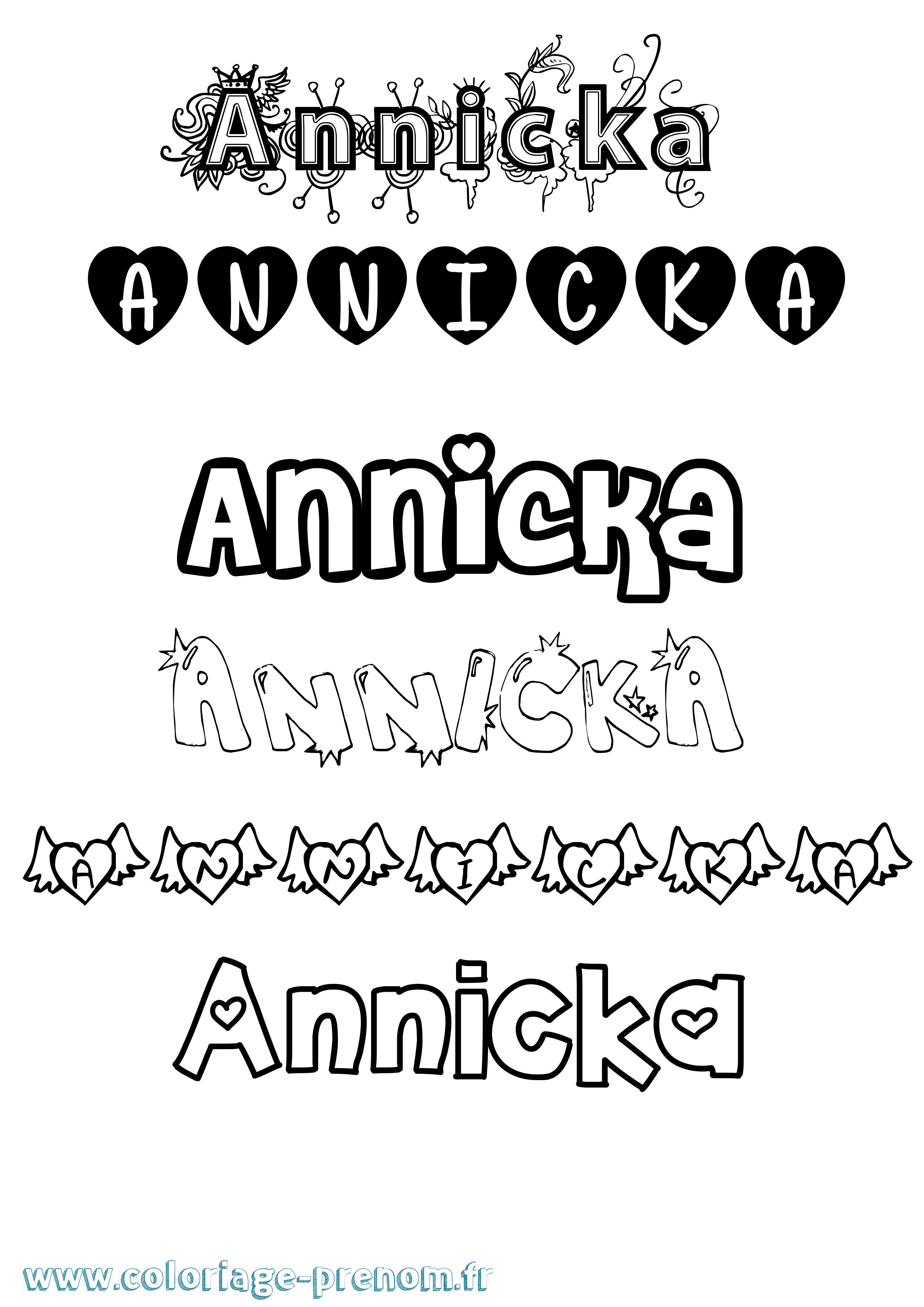Coloriage Annicka Girly Coloriage prénom Annicka Girly