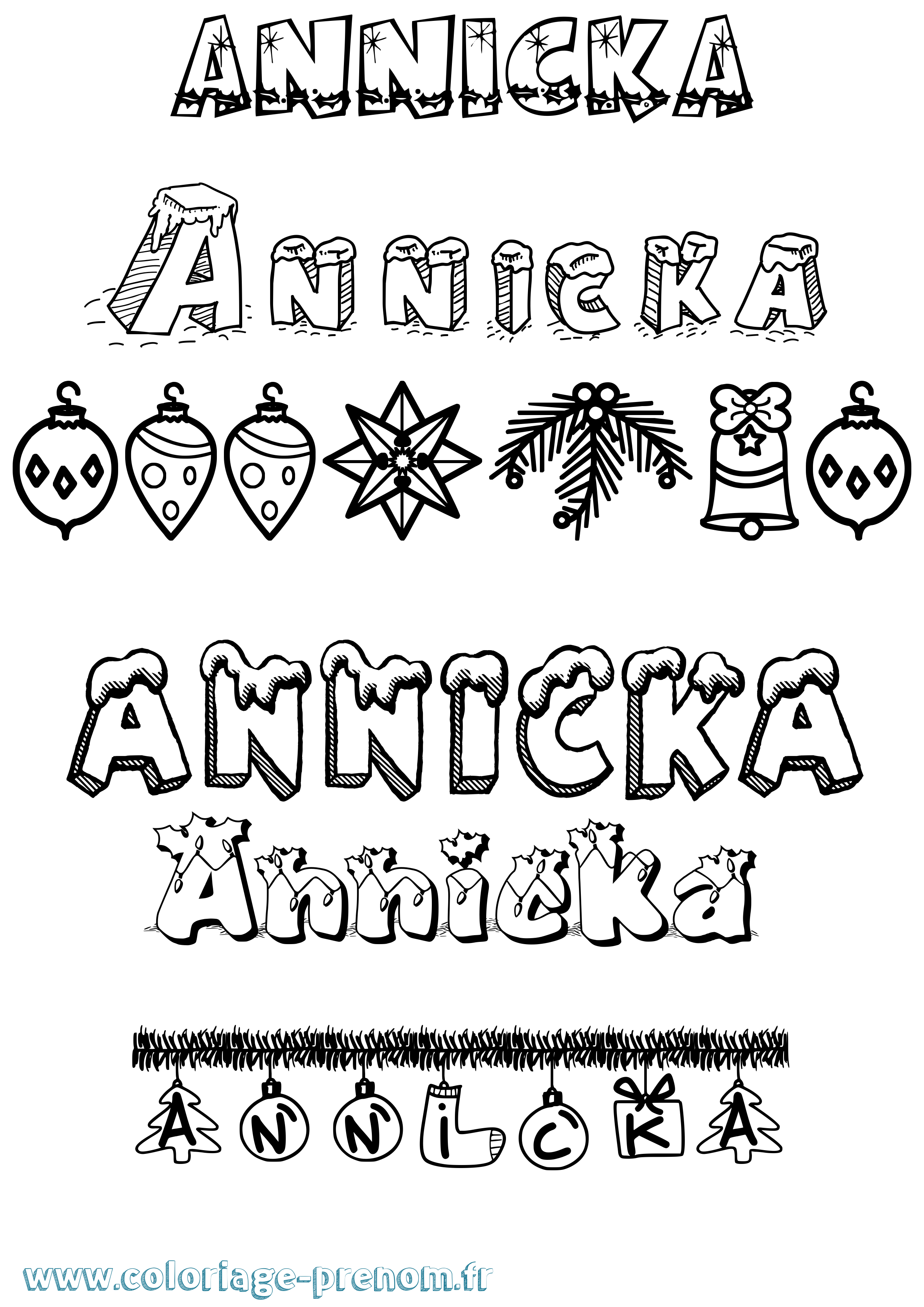 Coloriage Annicka Noël Coloriage prénom Annicka Noël