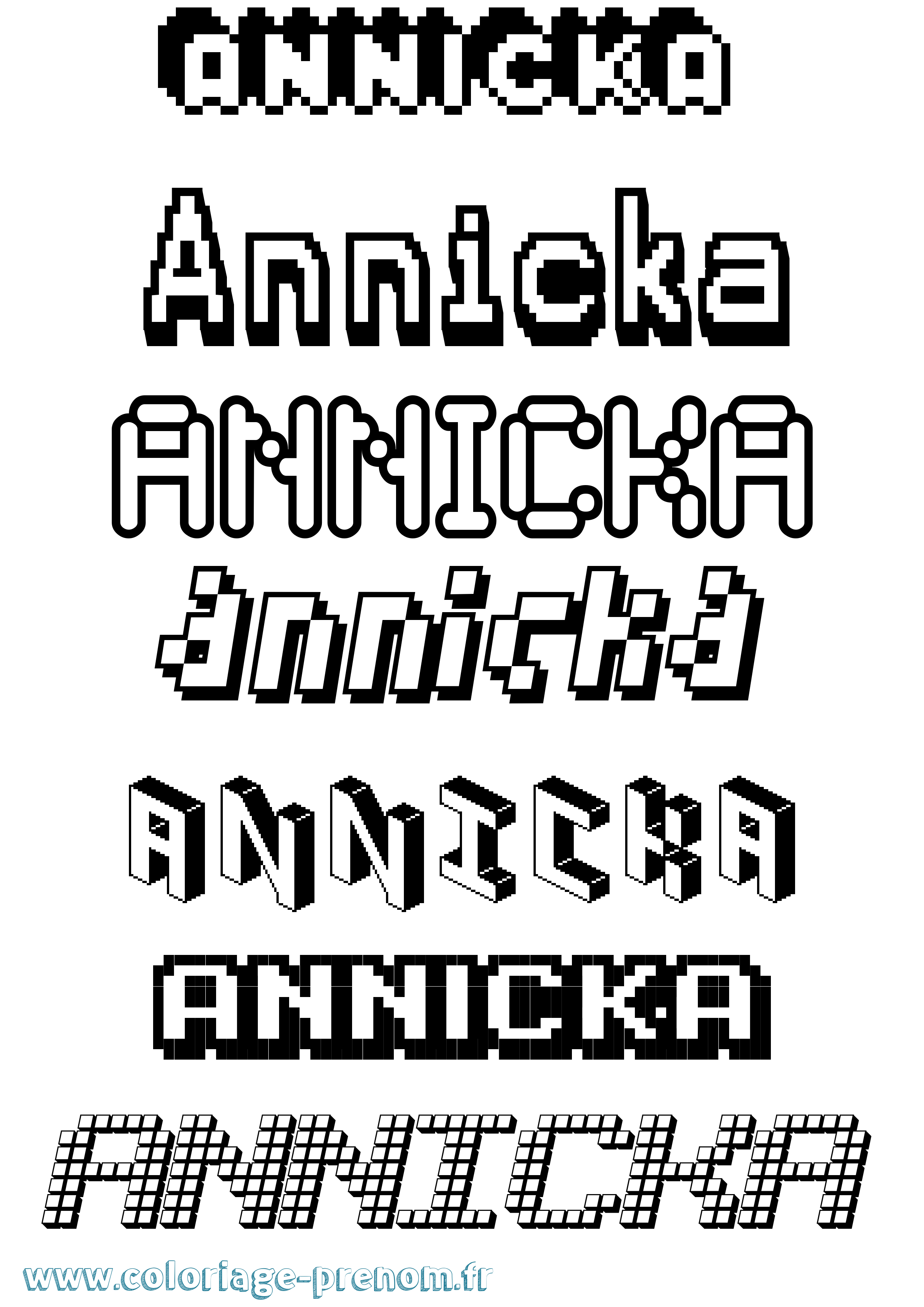 Coloriage Annicka Pixel Coloriage prénom Annicka Pixel