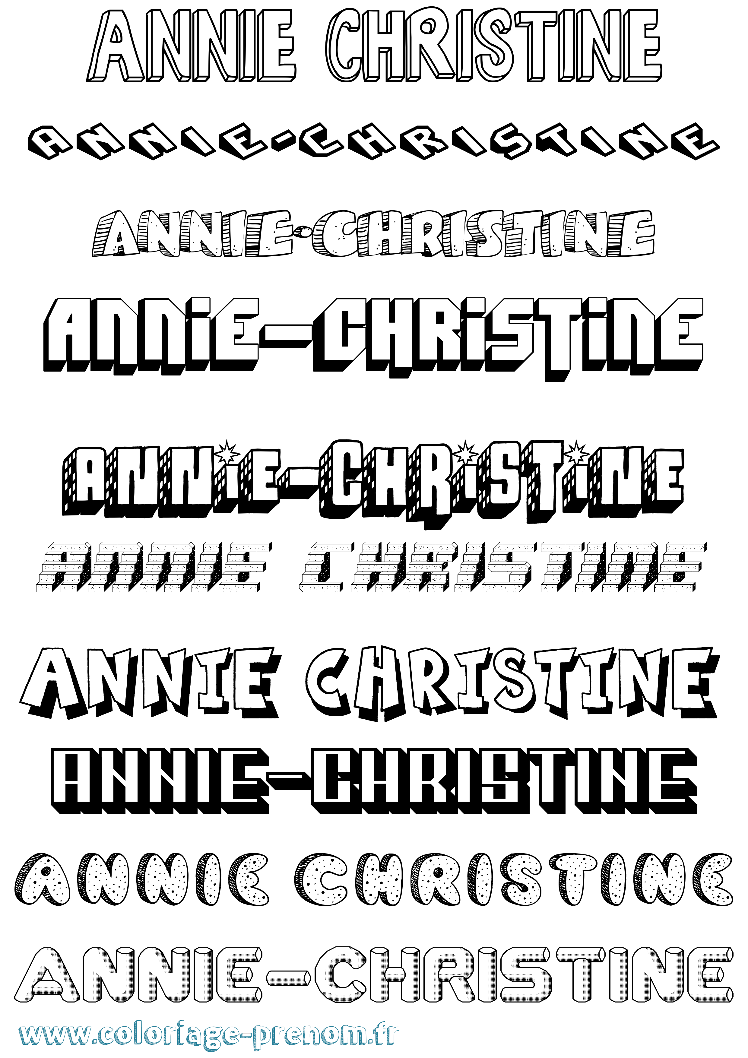 Coloriage Annie-Christine Effet 3D Coloriage prénom Annie-Christine Effet 3D