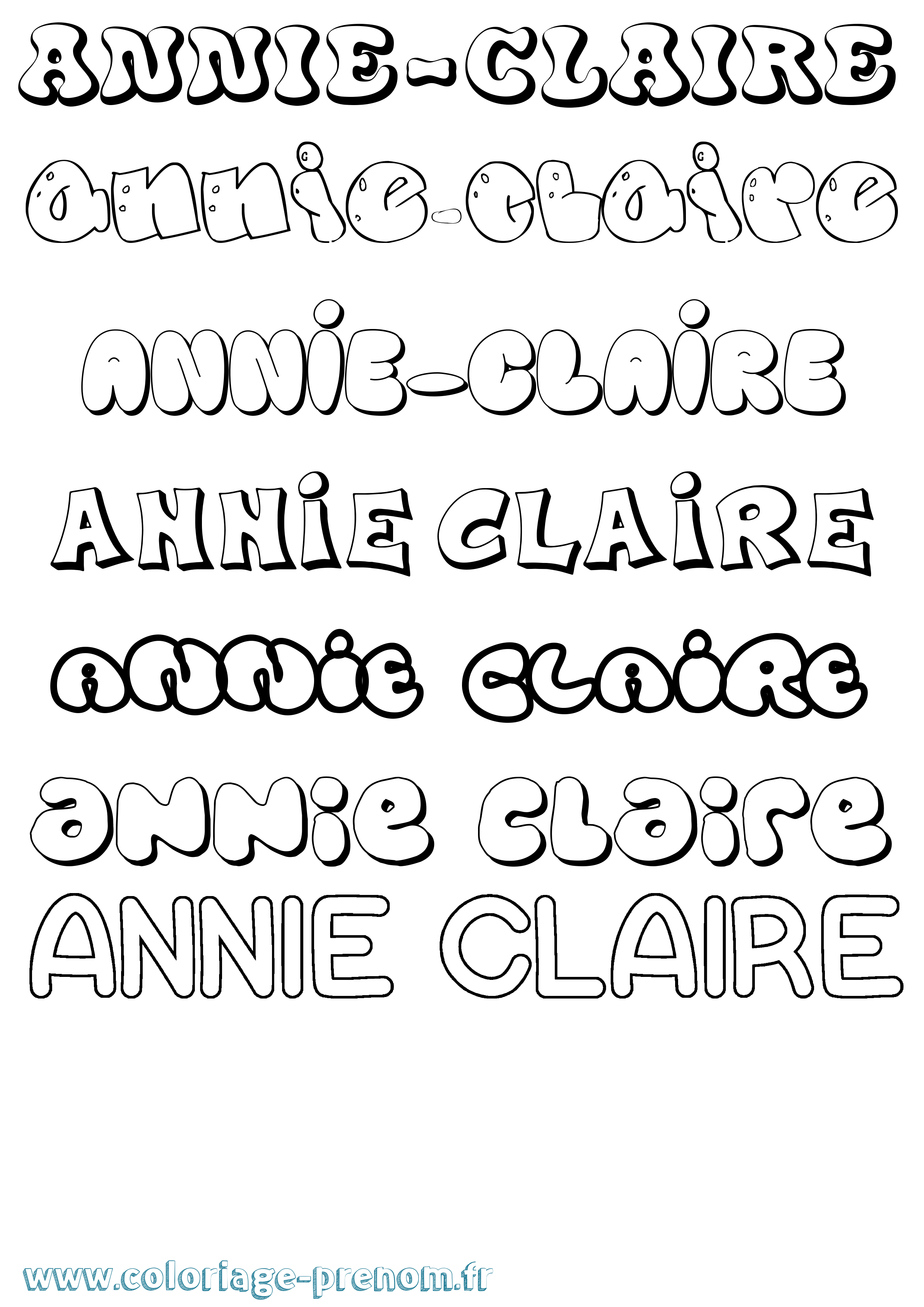 Coloriage Annie-Claire Bubble Coloriage prénom Annie-Claire Bubble