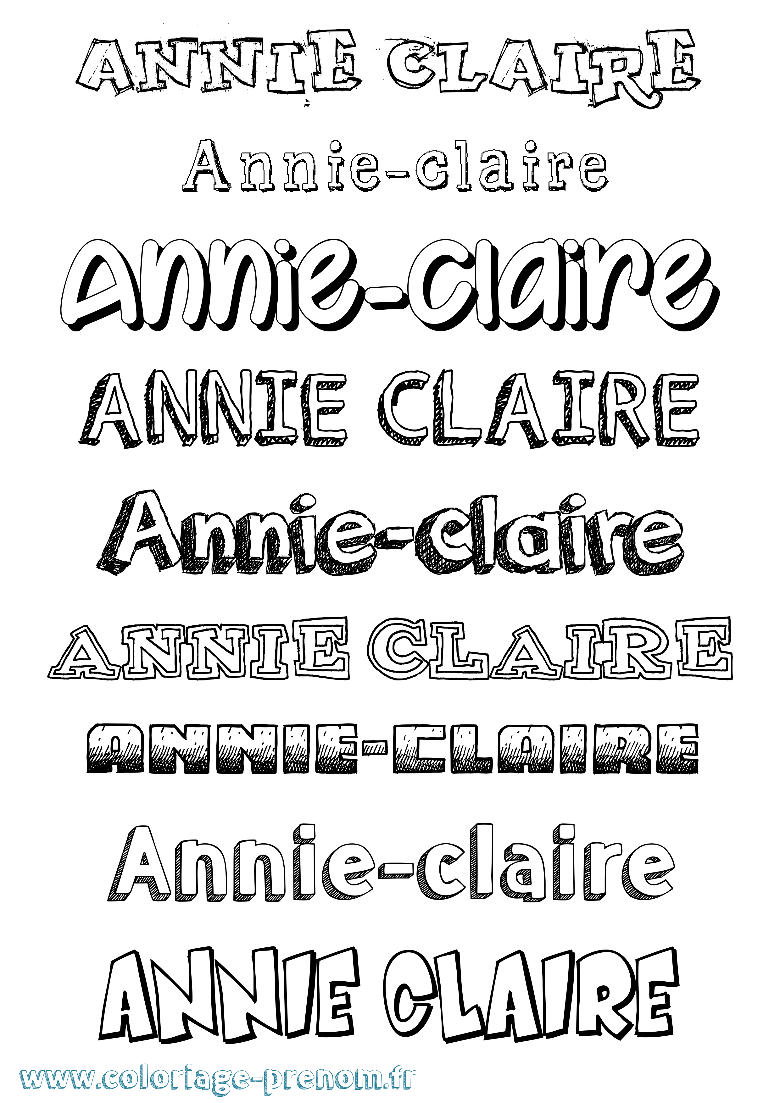 Coloriage Annie-Claire Dessiné Coloriage prénom Annie-Claire Dessiné