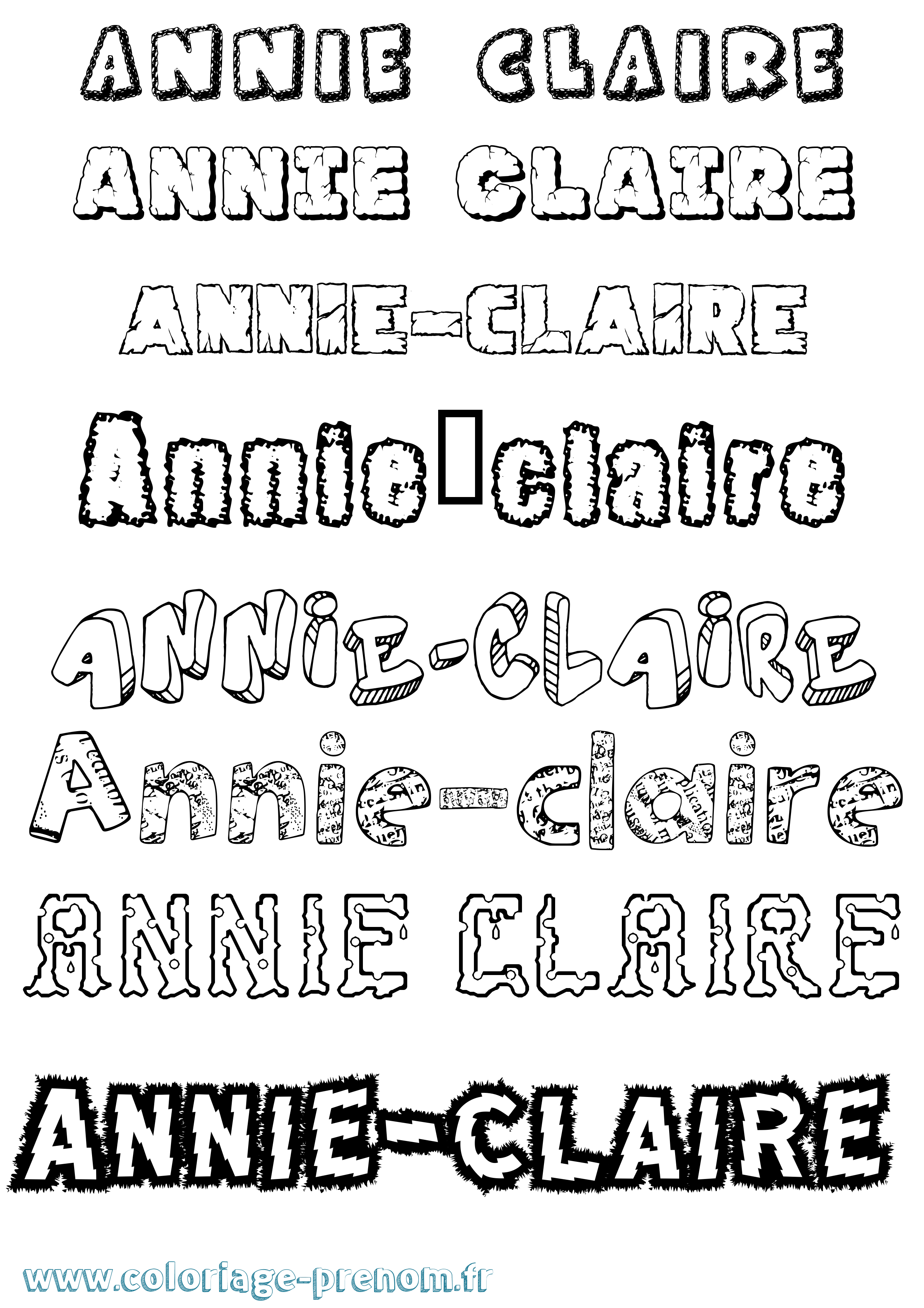 Coloriage Annie-Claire Destructuré Coloriage prénom Annie-Claire Destructuré