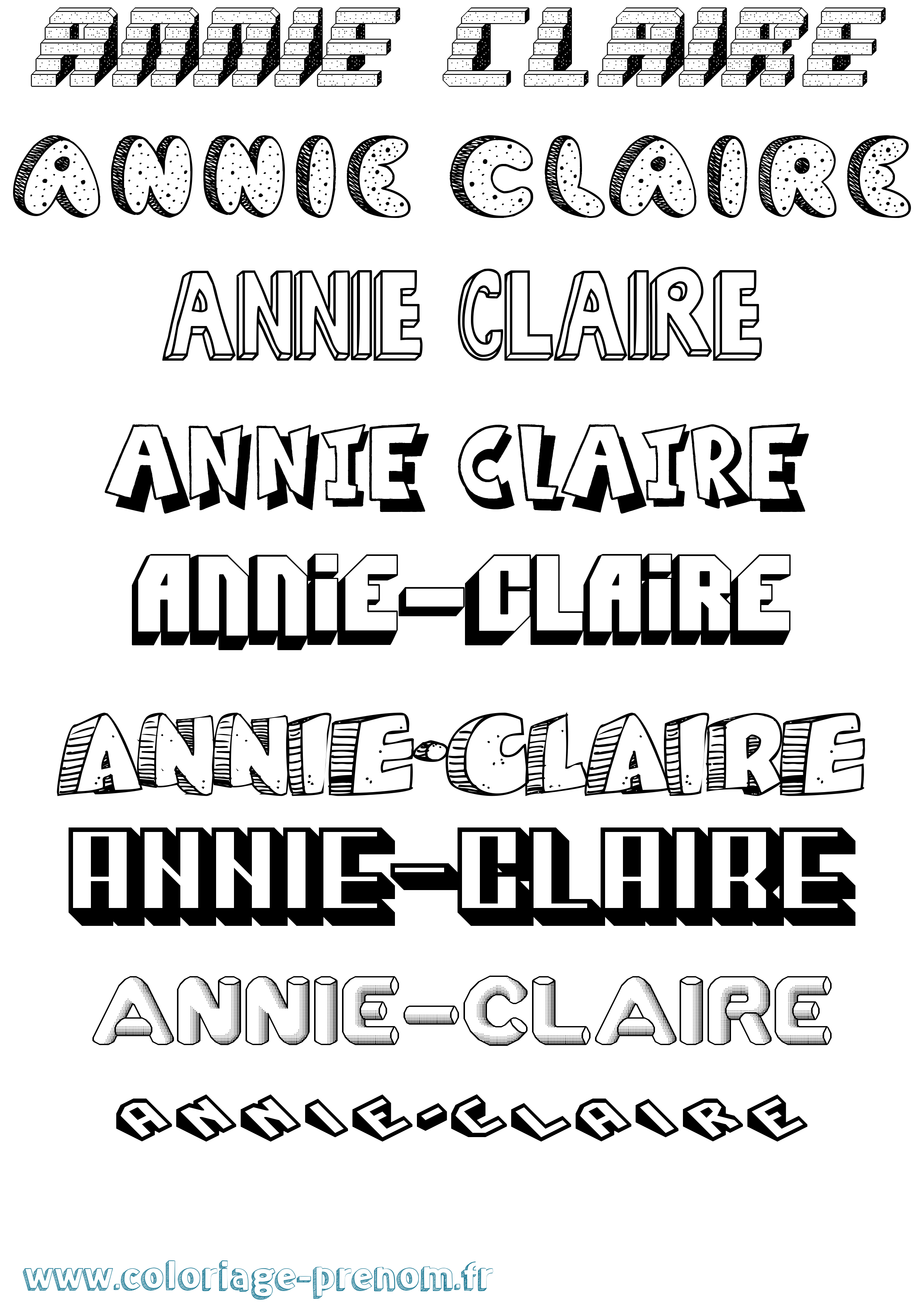 Coloriage Annie-Claire Effet 3D Coloriage prénom Annie-Claire Effet 3D