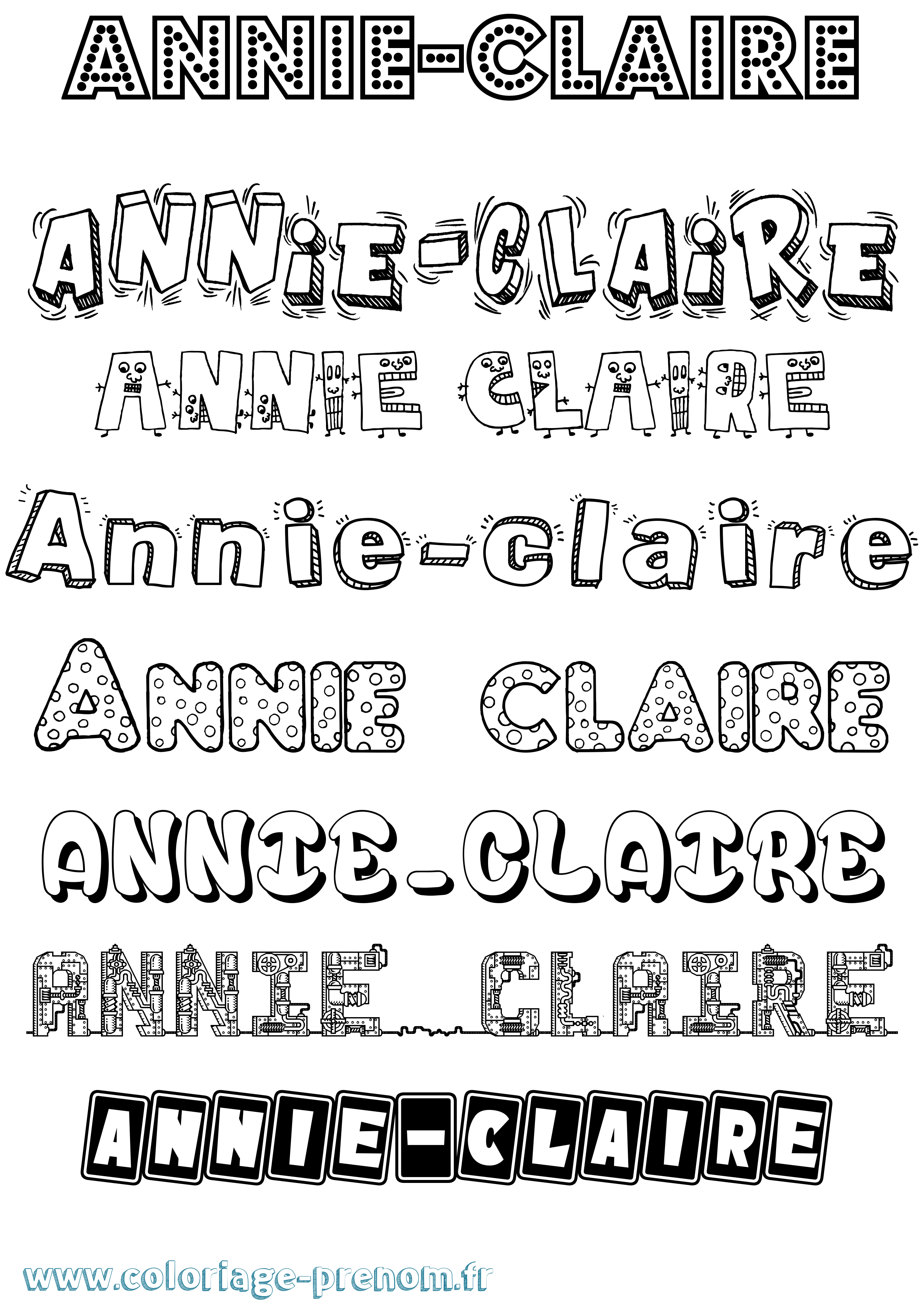 Coloriage Annie-Claire Fun Coloriage prénom Annie-Claire Fun