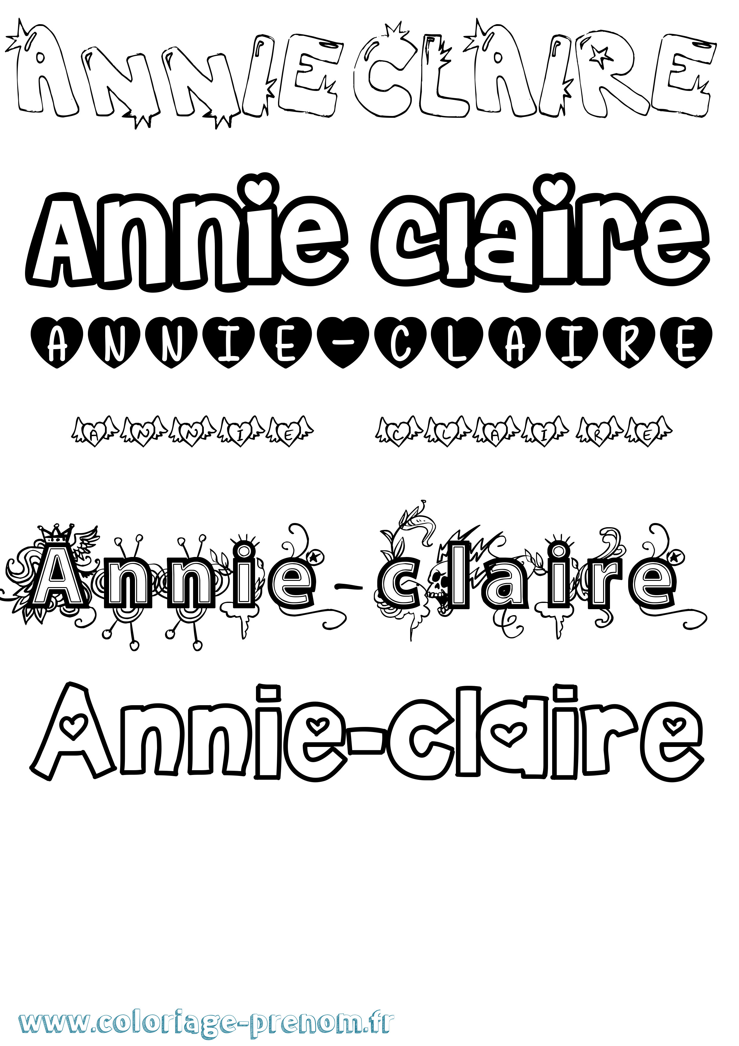 Coloriage Annie-Claire Girly Coloriage prénom Annie-Claire Girly