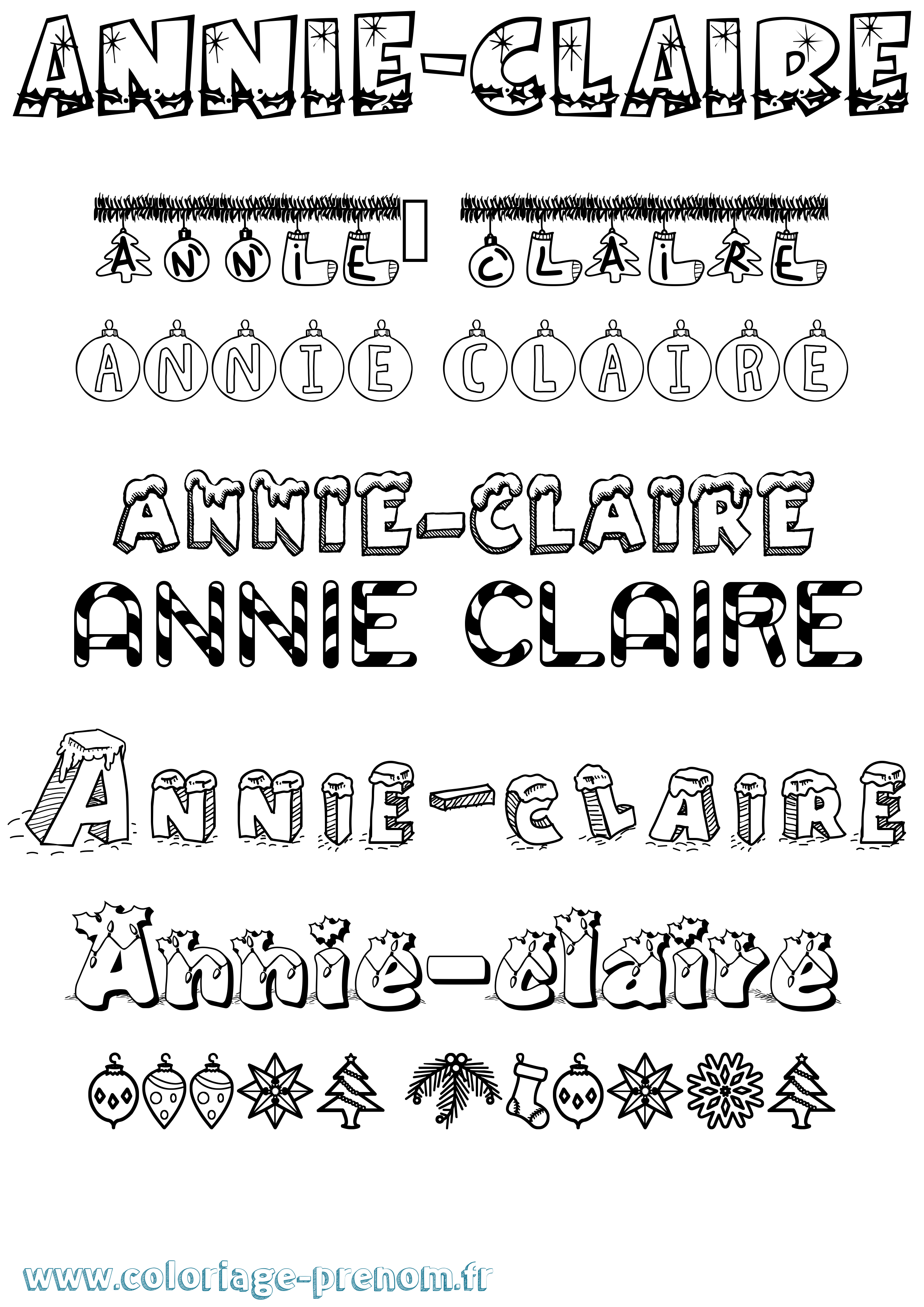 Coloriage Annie-Claire Noël Coloriage prénom Annie-Claire Noël