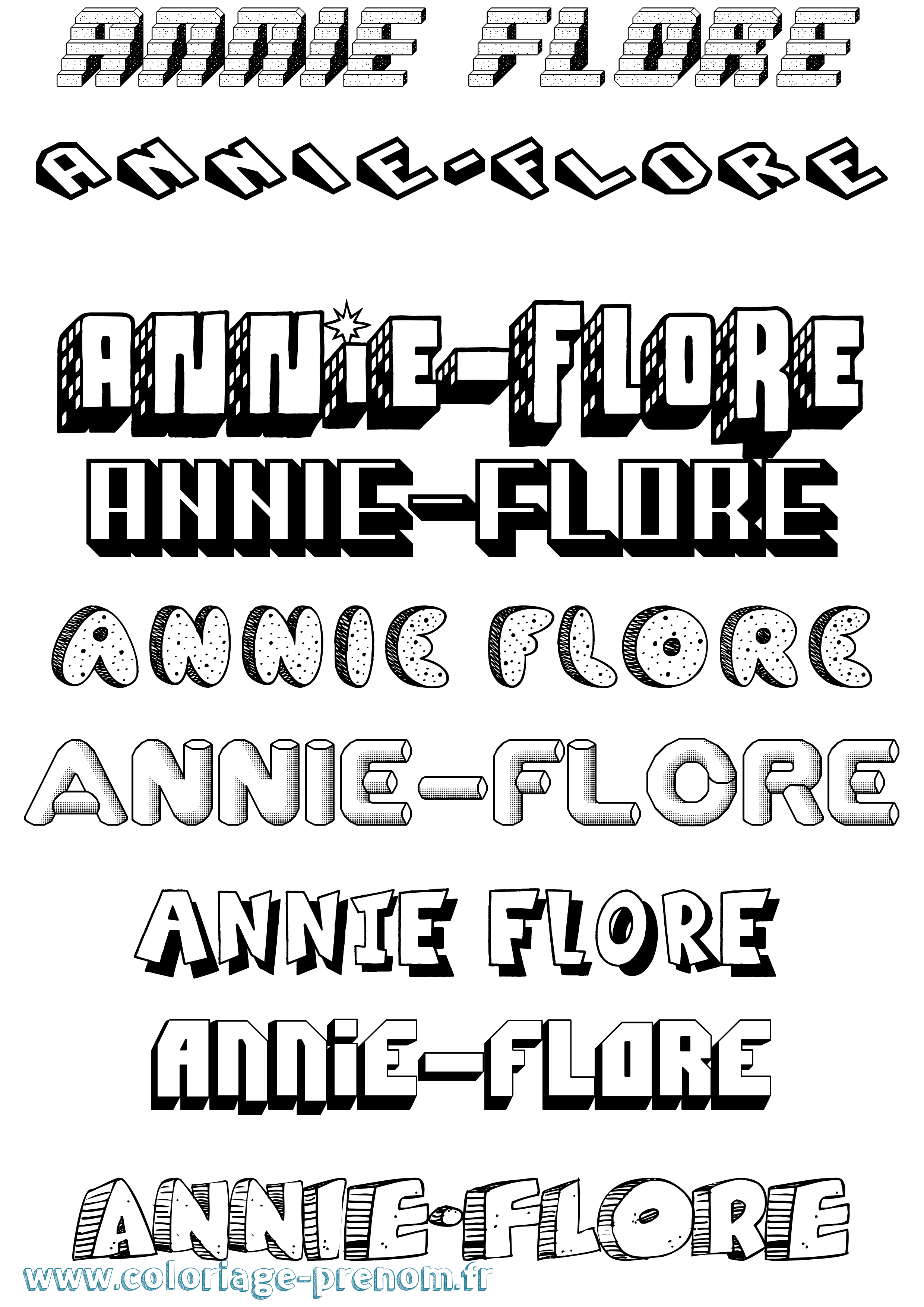 Coloriage Annie-Flore Effet 3D Coloriage prénom Annie-Flore Effet 3D