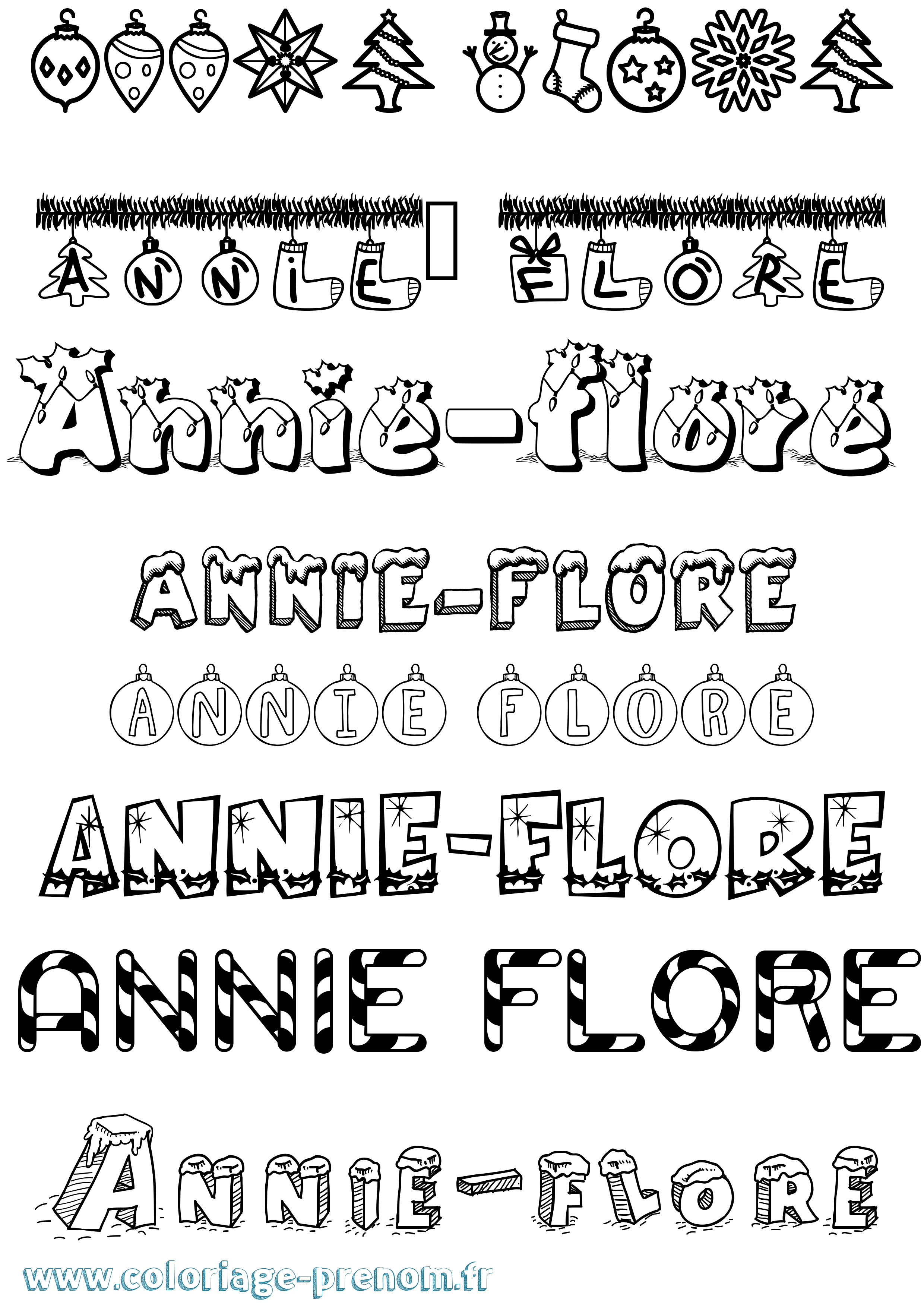 Coloriage Annie-Flore Noël Coloriage prénom Annie-Flore Noël