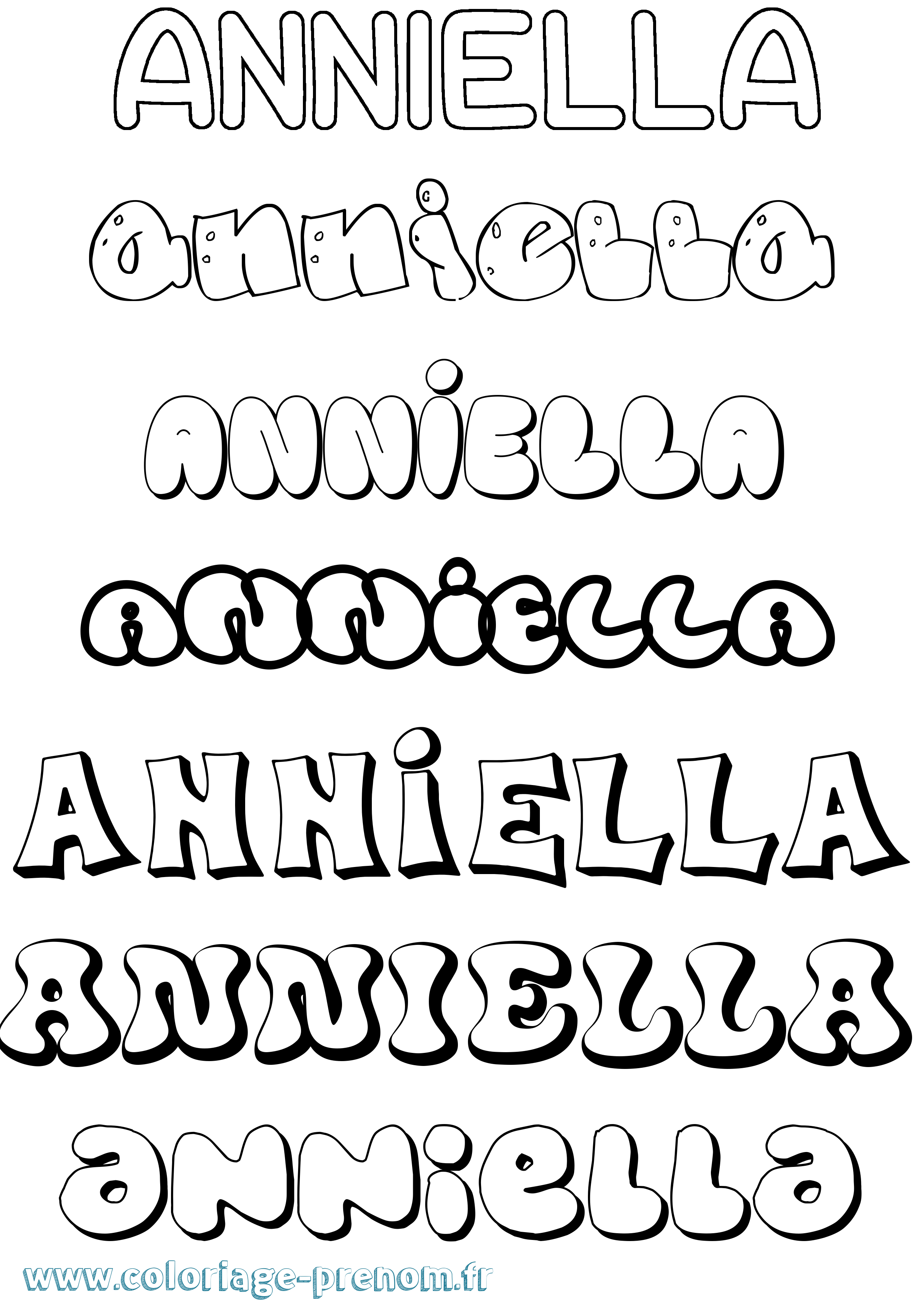 Coloriage Anniella Bubble Coloriage prénom Anniella Bubble