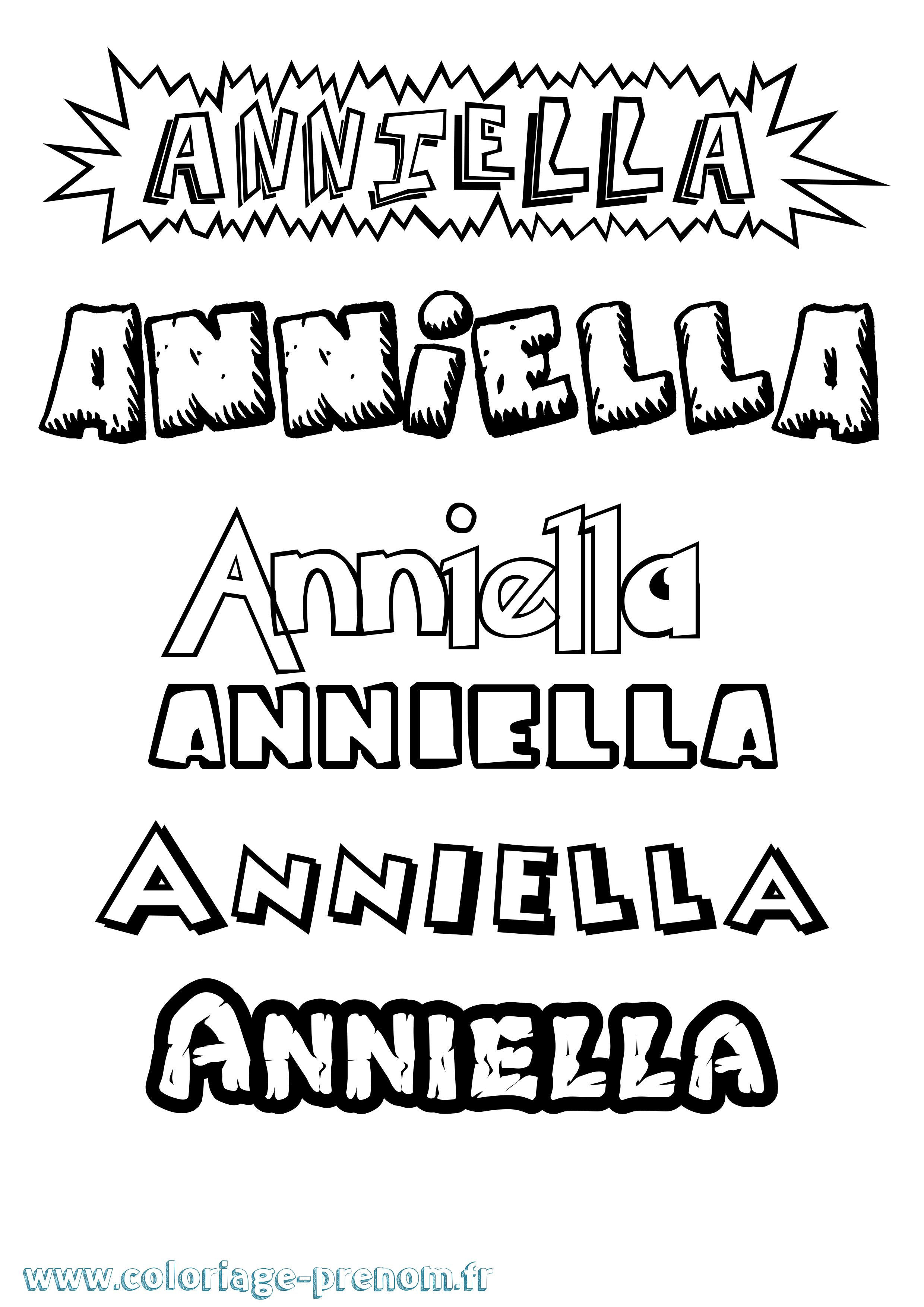 Coloriage Anniella Dessin Animé Coloriage prénom Anniella Dessin Animé