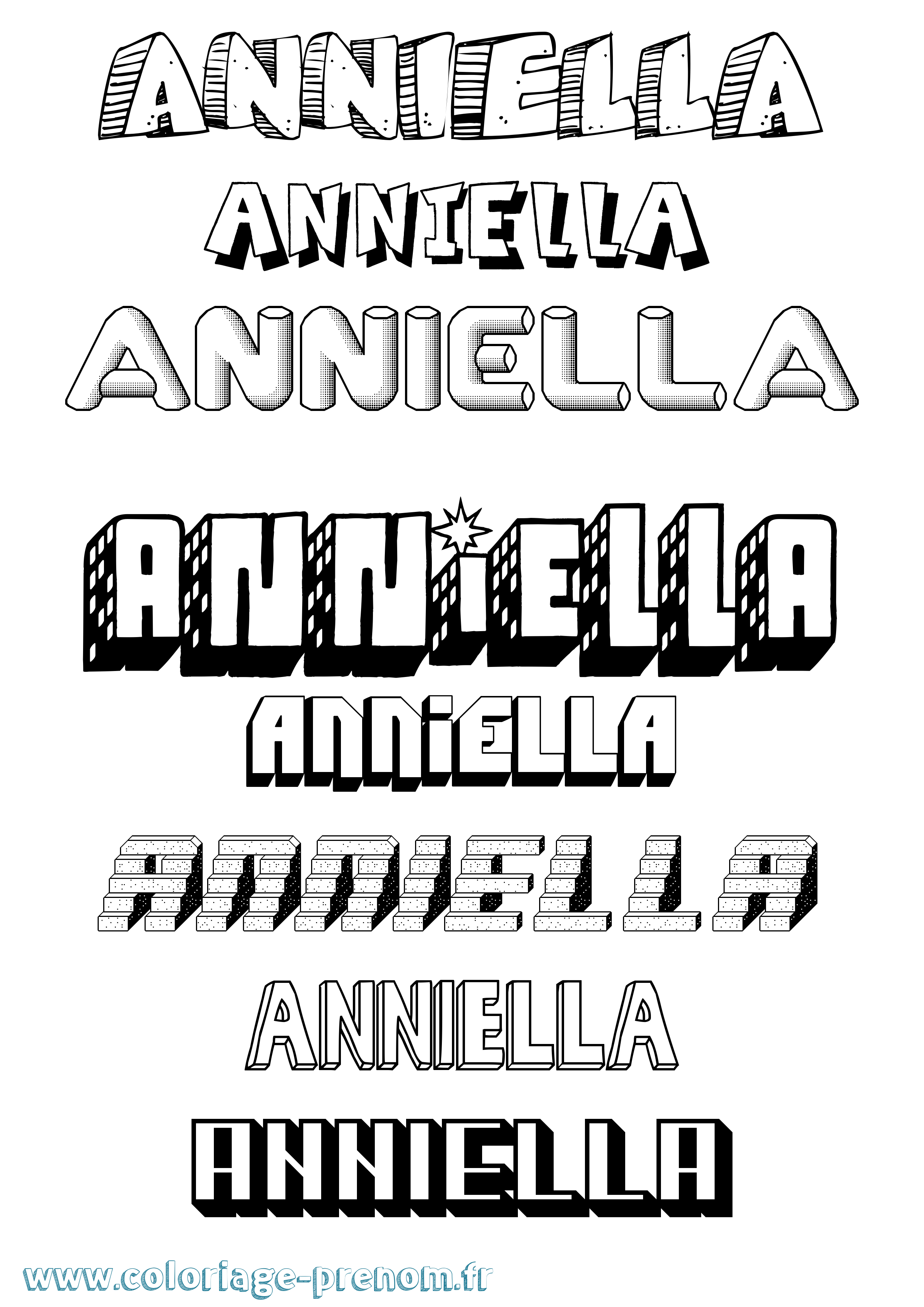 Coloriage Anniella Effet 3D Coloriage prénom Anniella Effet 3D
