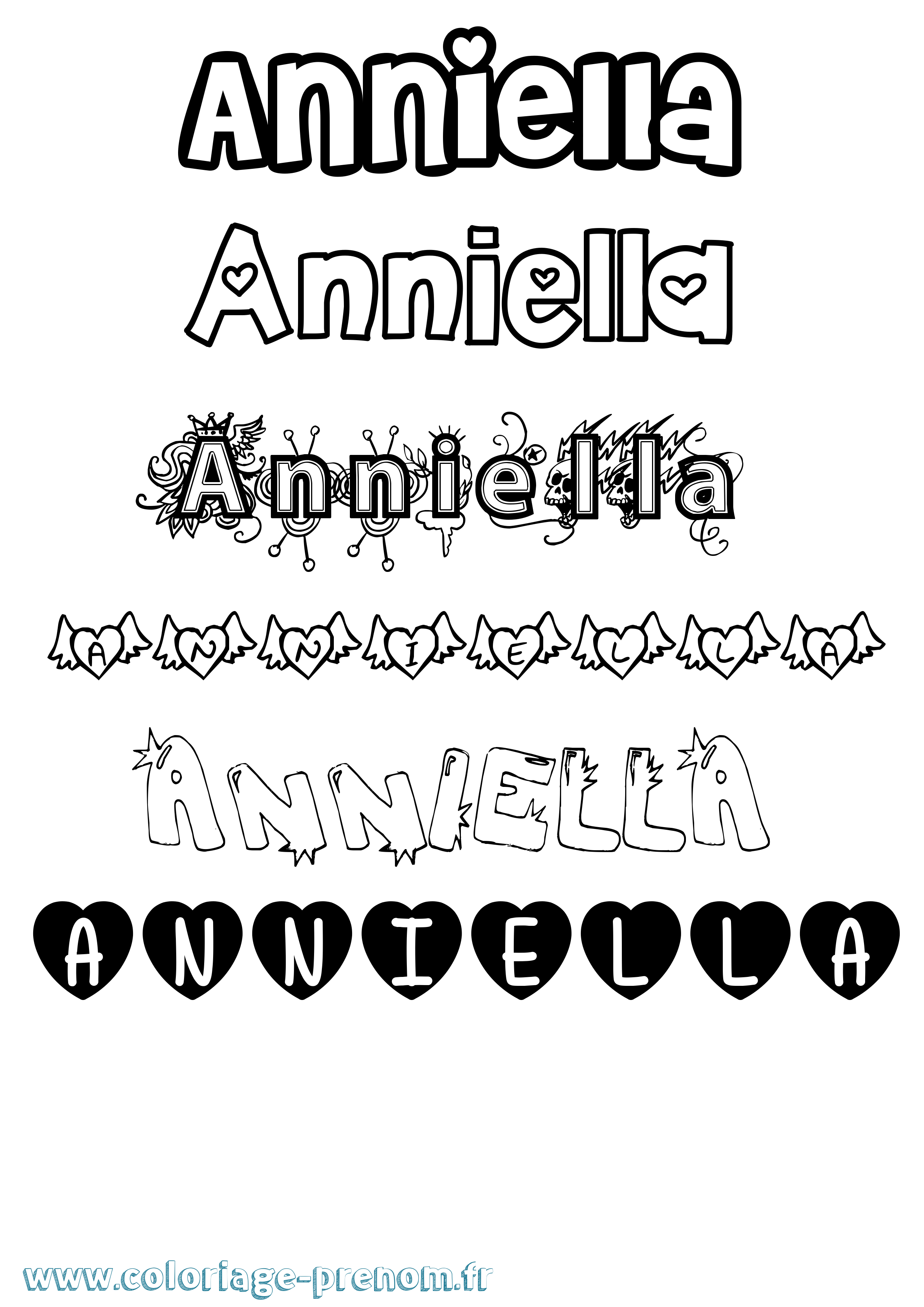 Coloriage Anniella Girly Coloriage prénom Anniella Girly