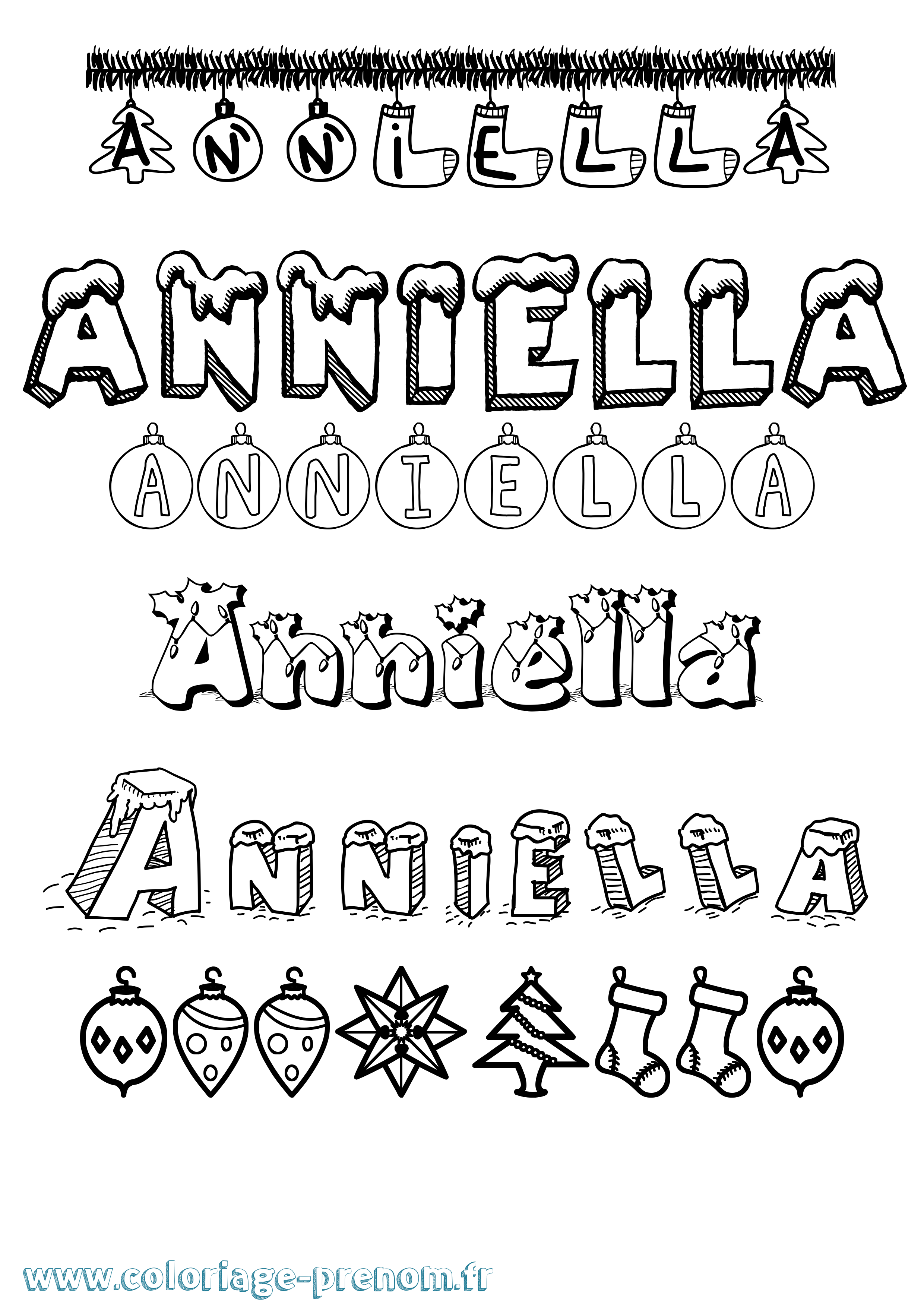 Coloriage Anniella Noël Coloriage prénom Anniella Noël