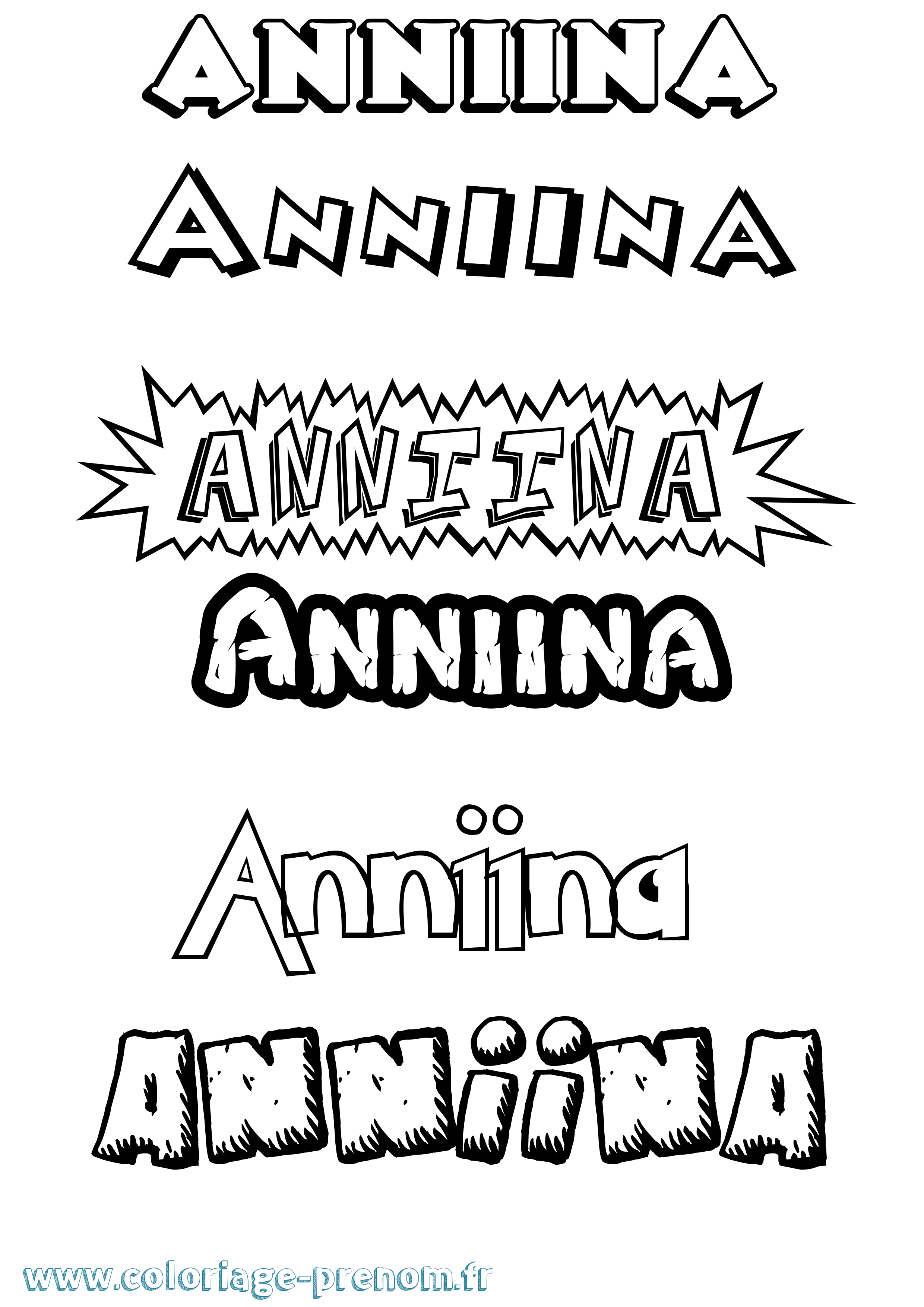 Coloriage Anniina Dessin Animé Coloriage prénom Anniina Dessin Animé