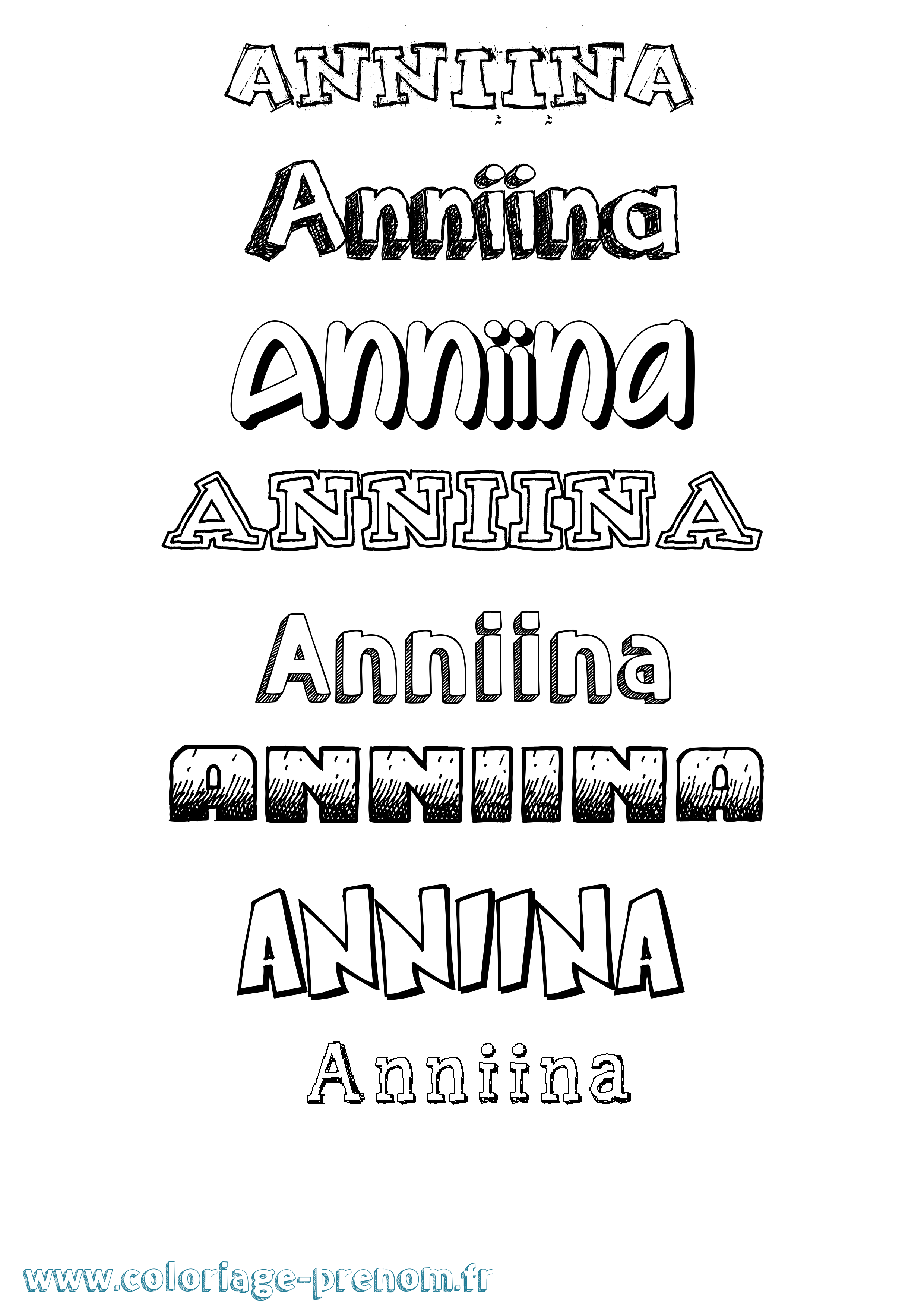 Coloriage Anniina Dessiné Coloriage prénom Anniina Dessiné
