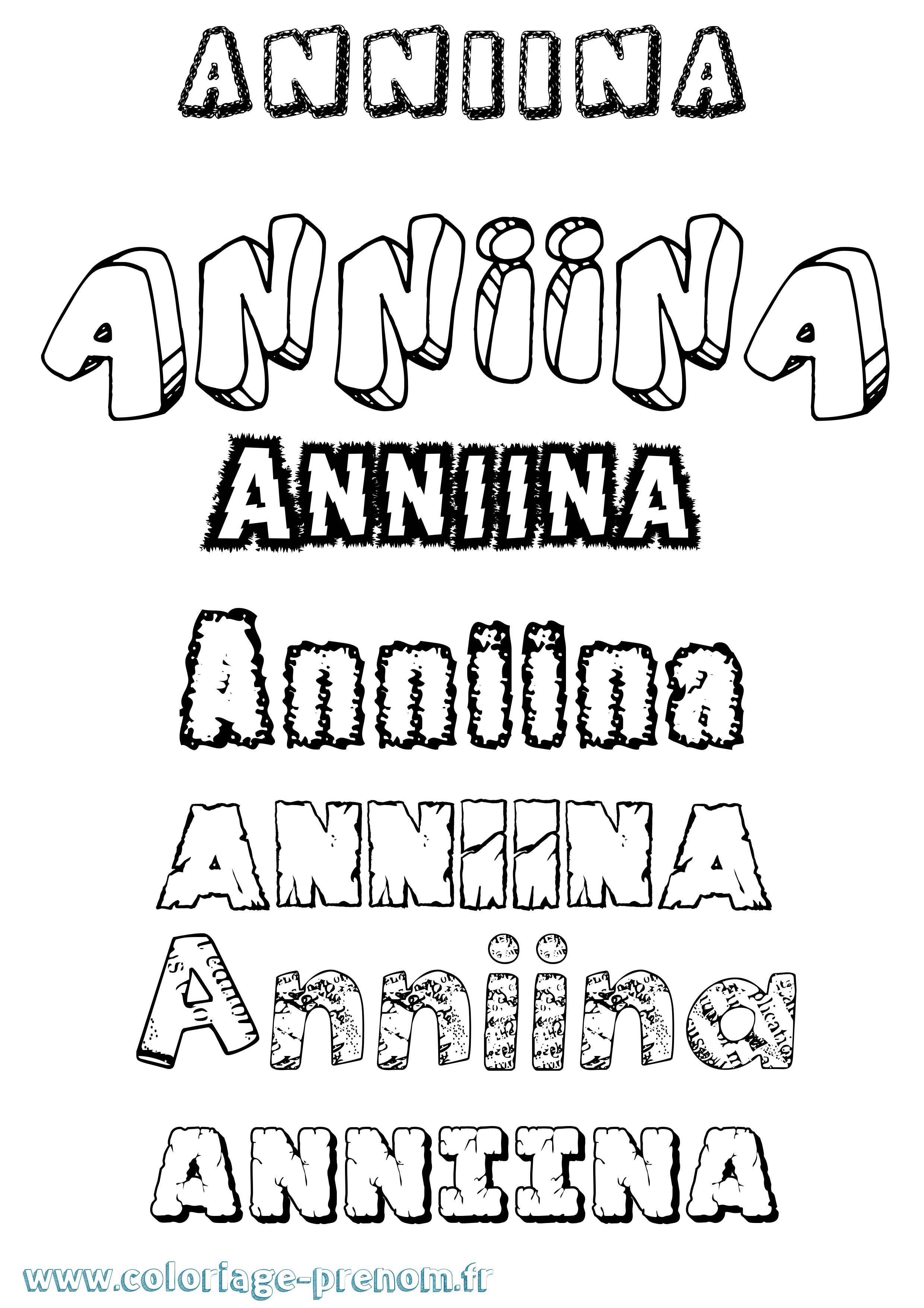Coloriage Anniina Destructuré Coloriage prénom Anniina Destructuré