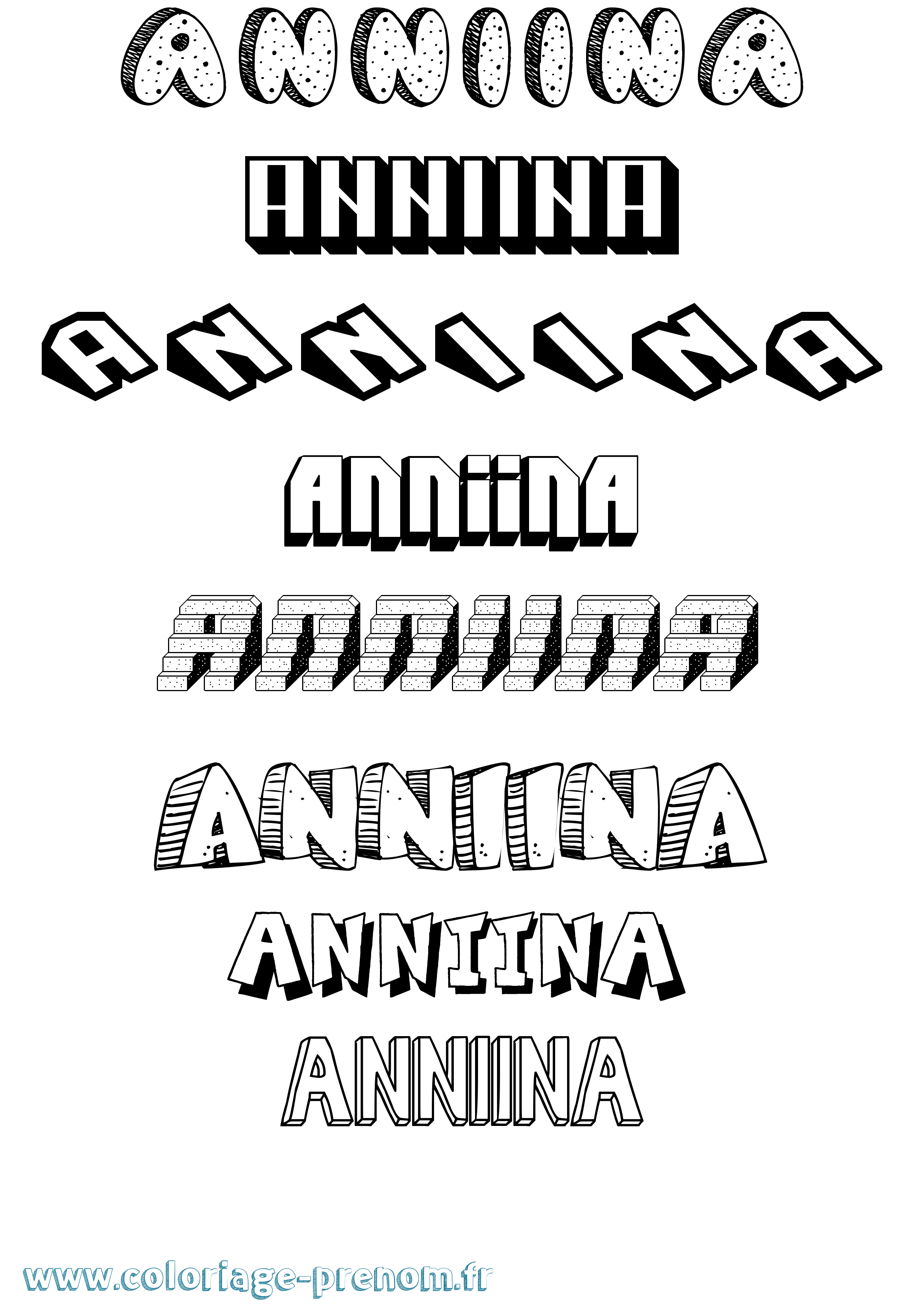 Coloriage Anniina Effet 3D Coloriage prénom Anniina Effet 3D