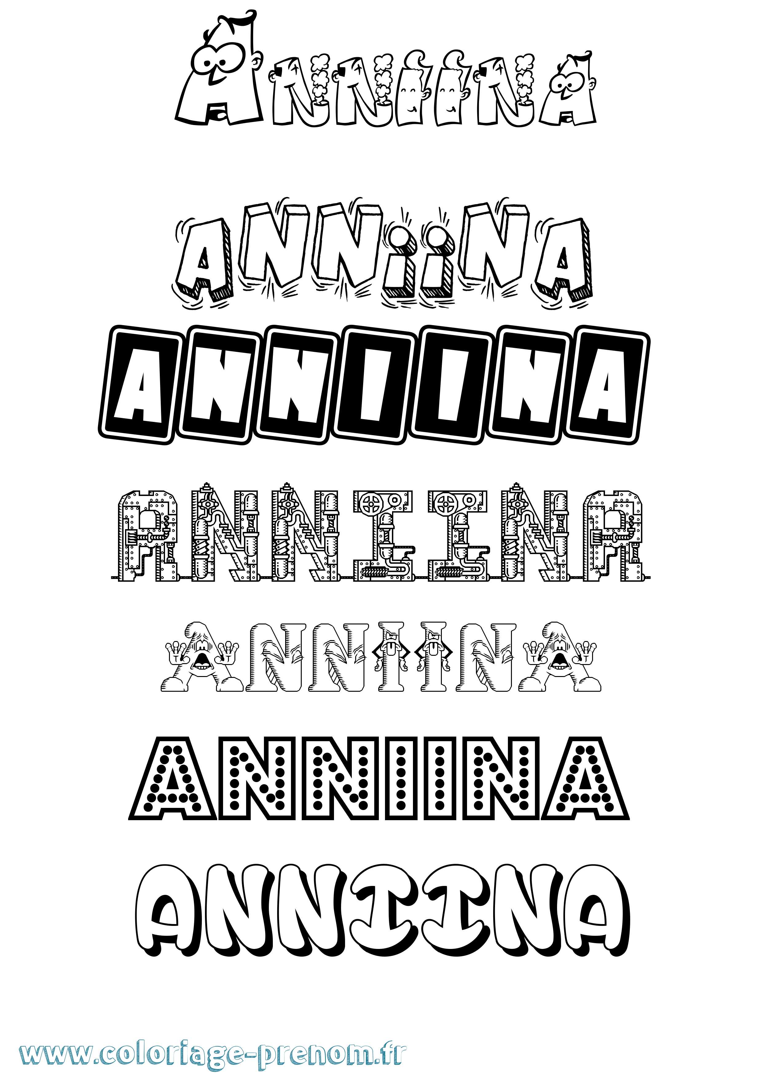 Coloriage Anniina Fun Coloriage prénom Anniina Fun