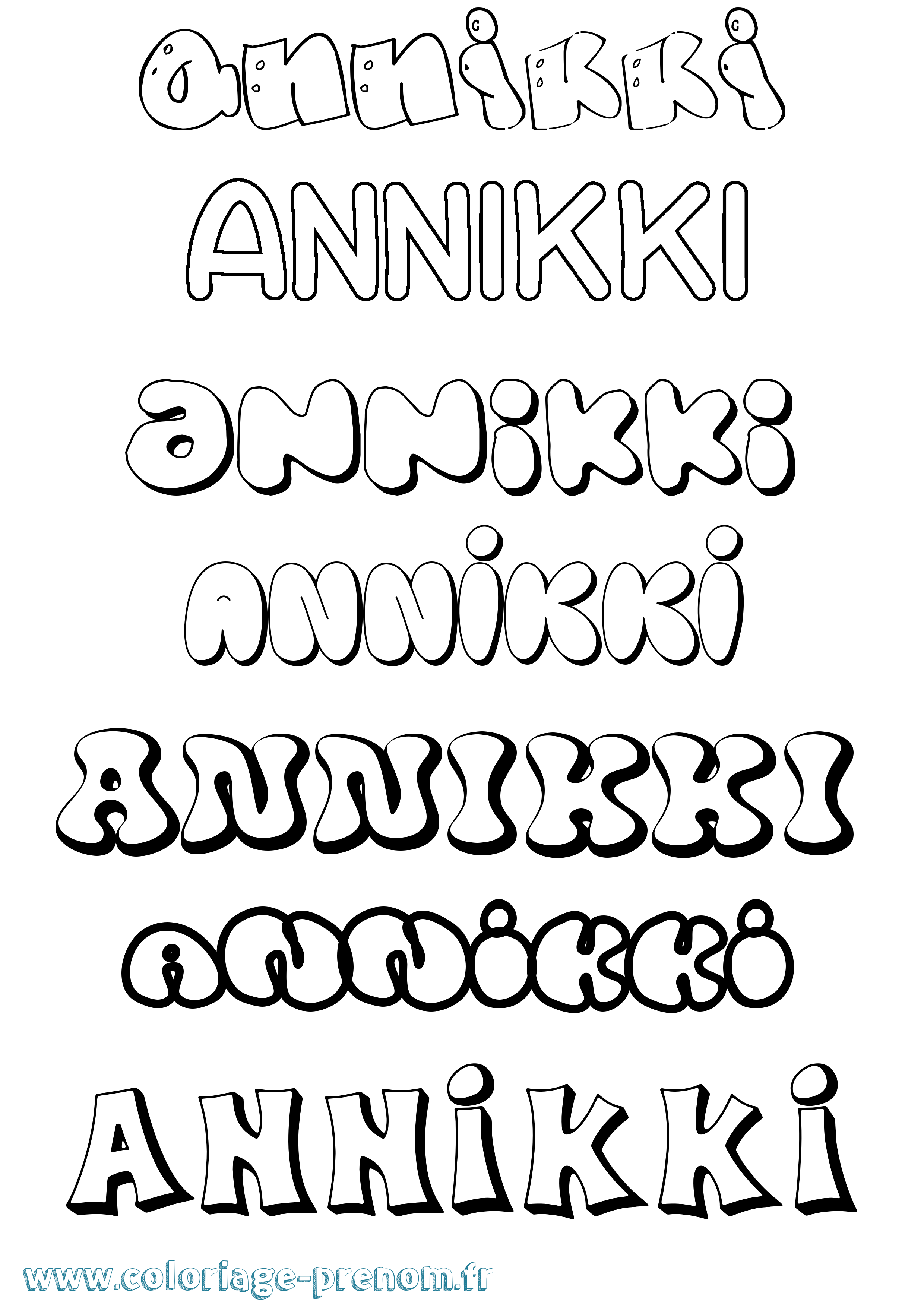 Coloriage Annikki Bubble Coloriage prénom Annikki Bubble