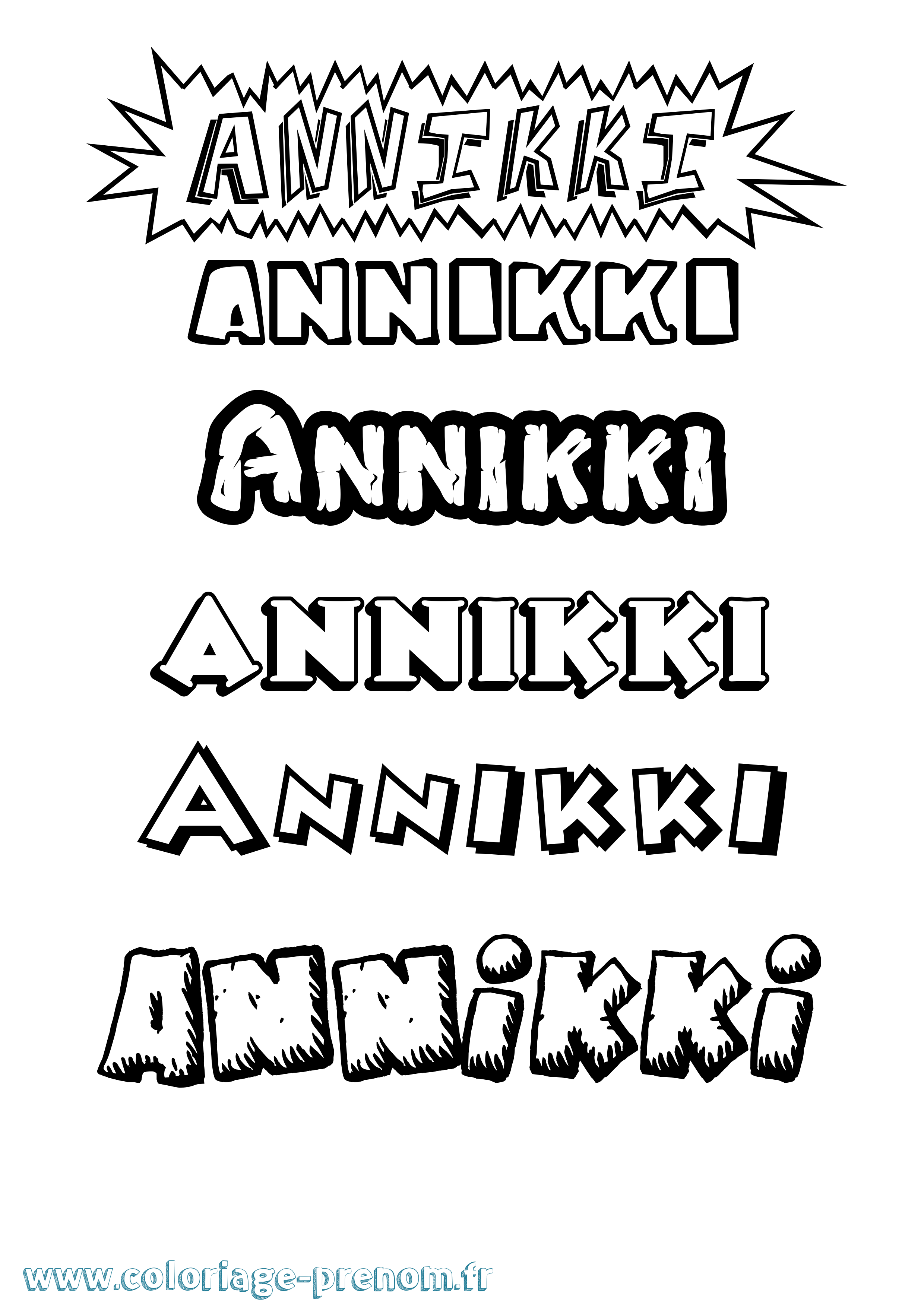 Coloriage Annikki Dessin Animé Coloriage prénom Annikki Dessin Animé