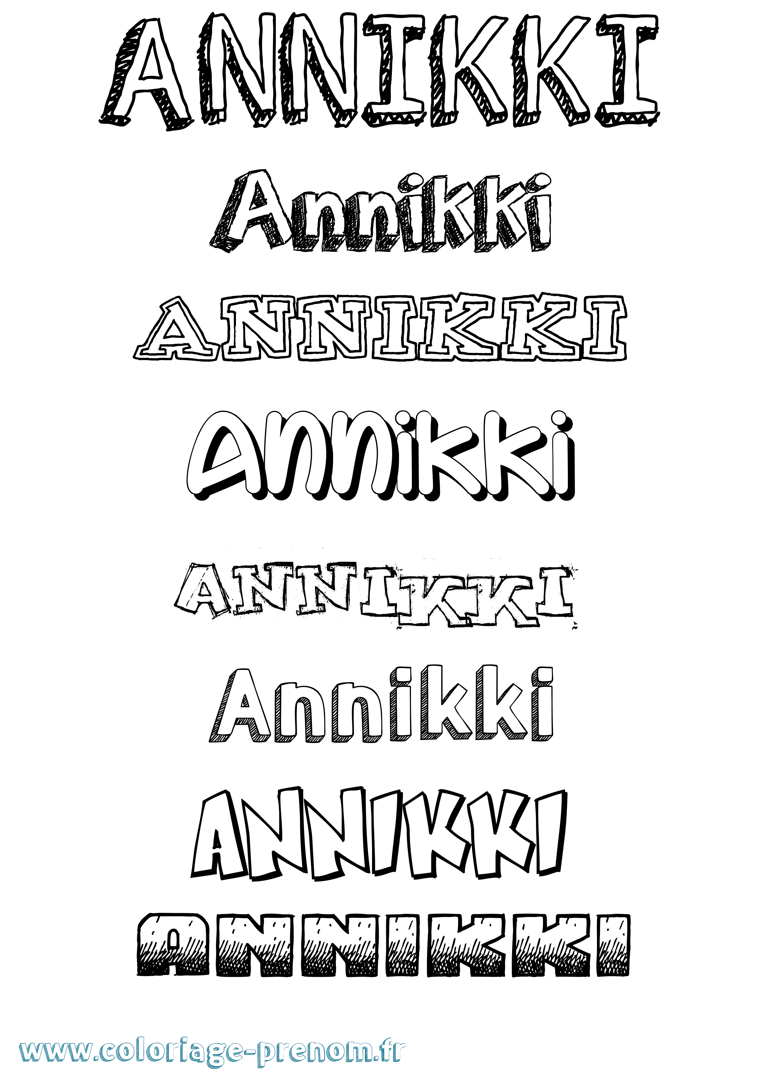 Coloriage Annikki Dessiné Coloriage prénom Annikki Dessiné