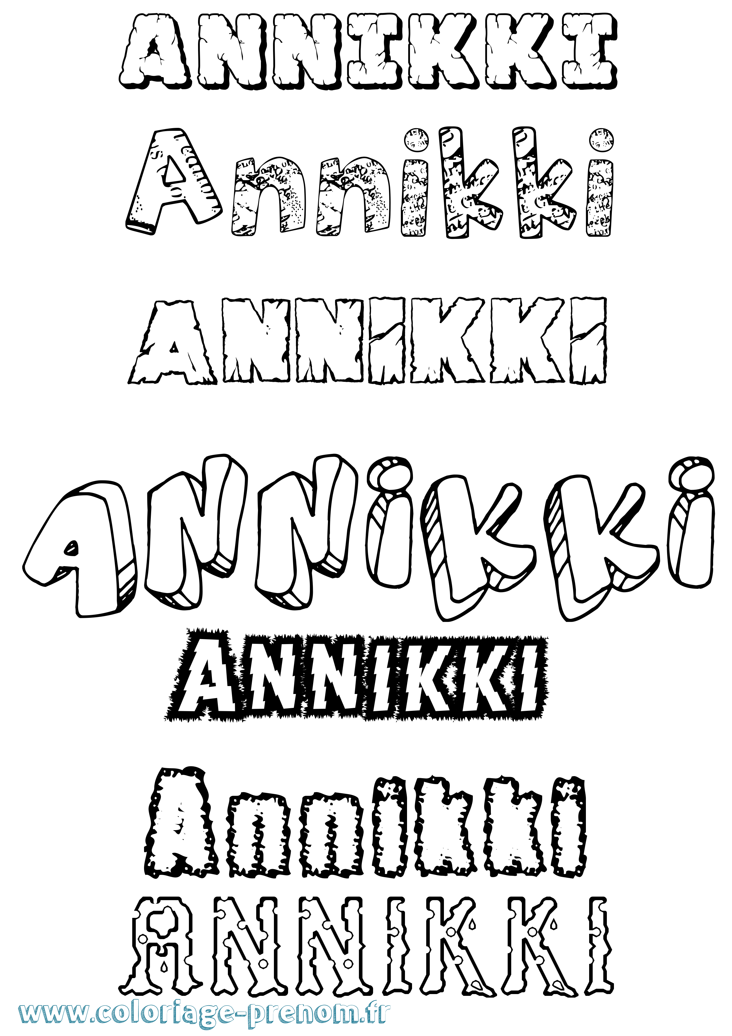 Coloriage Annikki Destructuré Coloriage prénom Annikki Destructuré