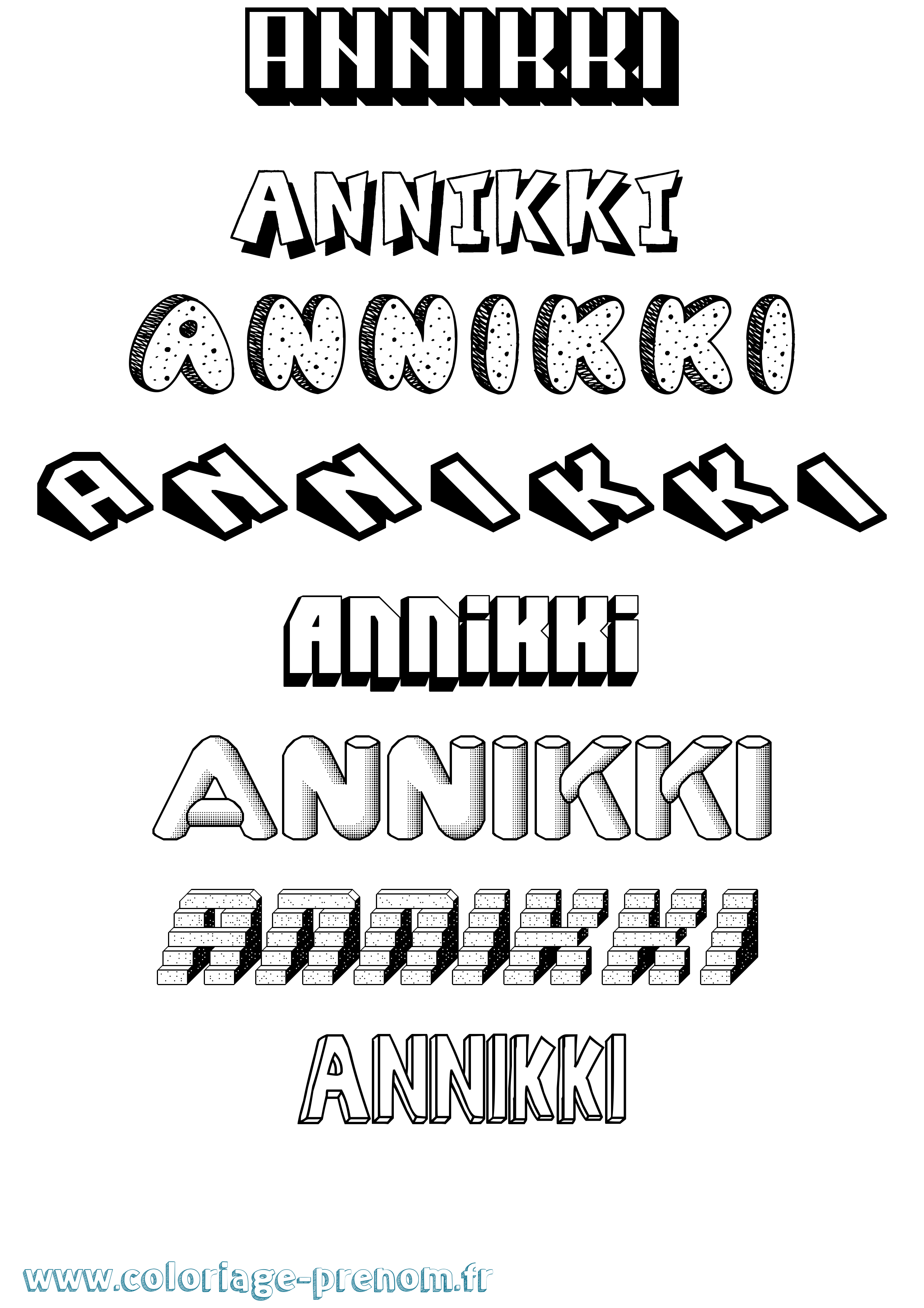 Coloriage Annikki Effet 3D Coloriage prénom Annikki Effet 3D