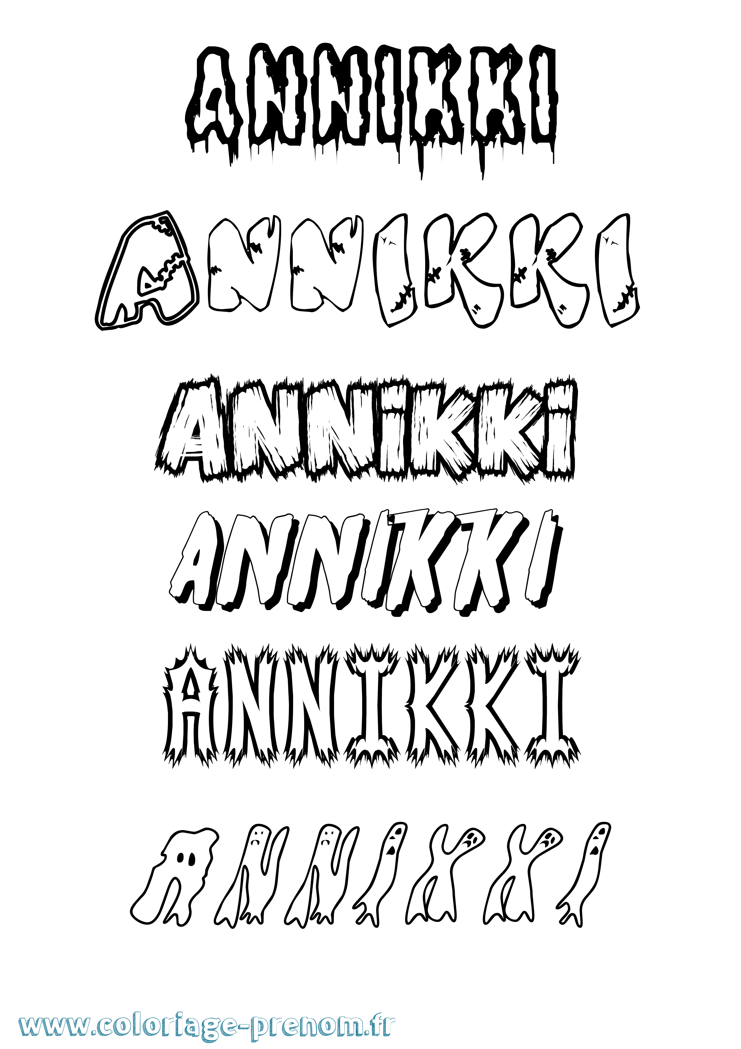 Coloriage Annikki Frisson Coloriage prénom Annikki Frisson