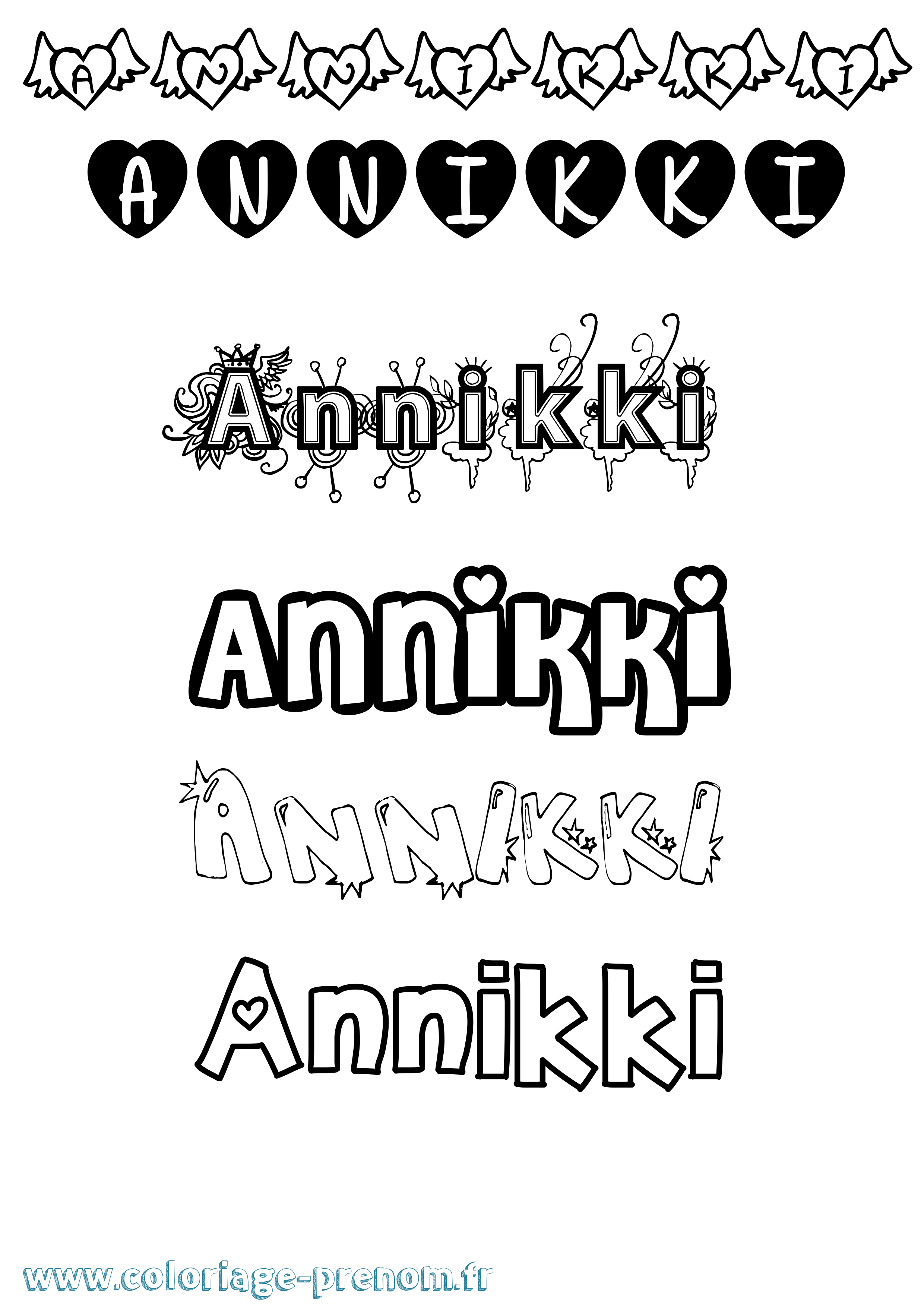 Coloriage Annikki Girly Coloriage prénom Annikki Girly