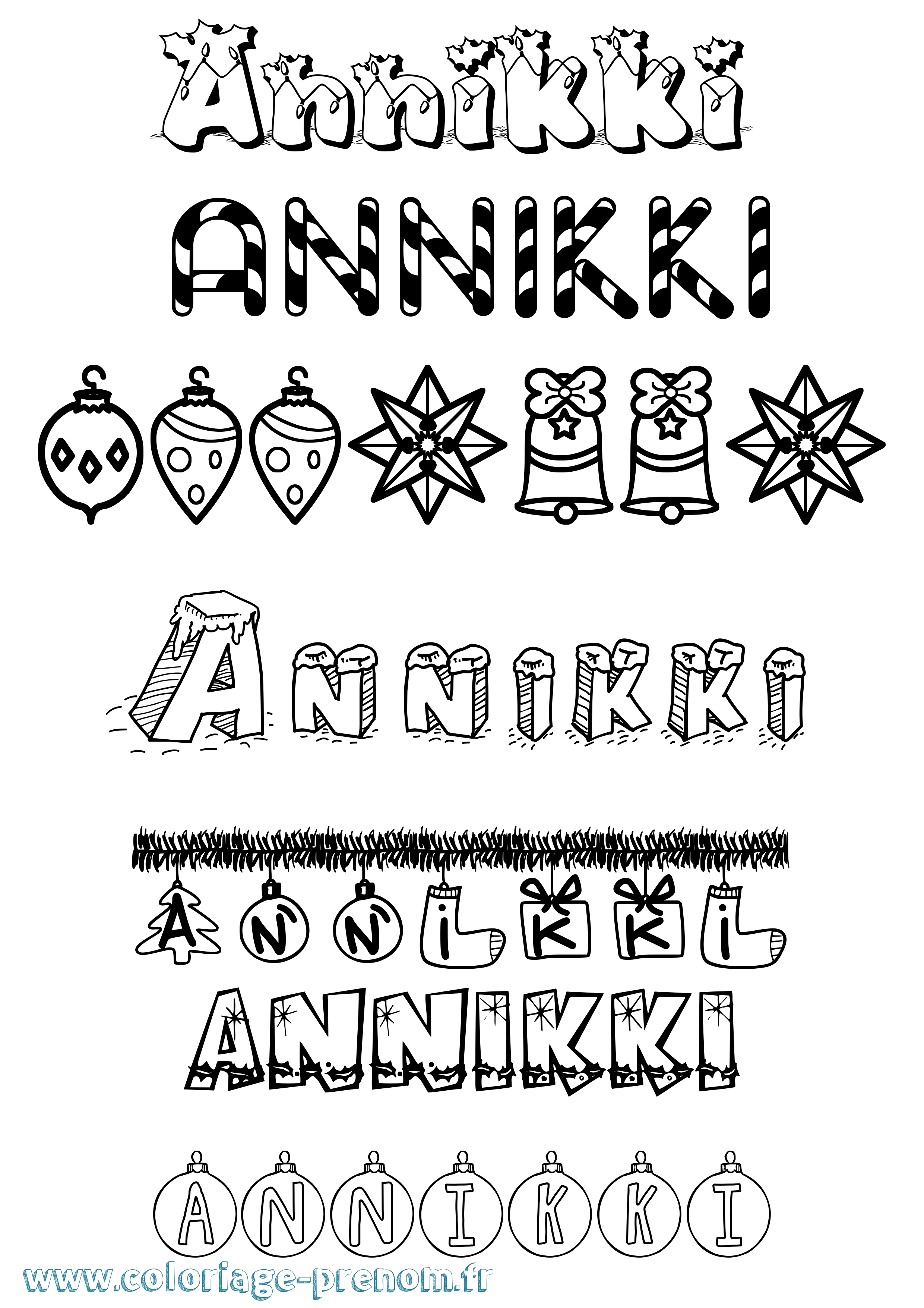 Coloriage Annikki Noël Coloriage prénom Annikki Noël