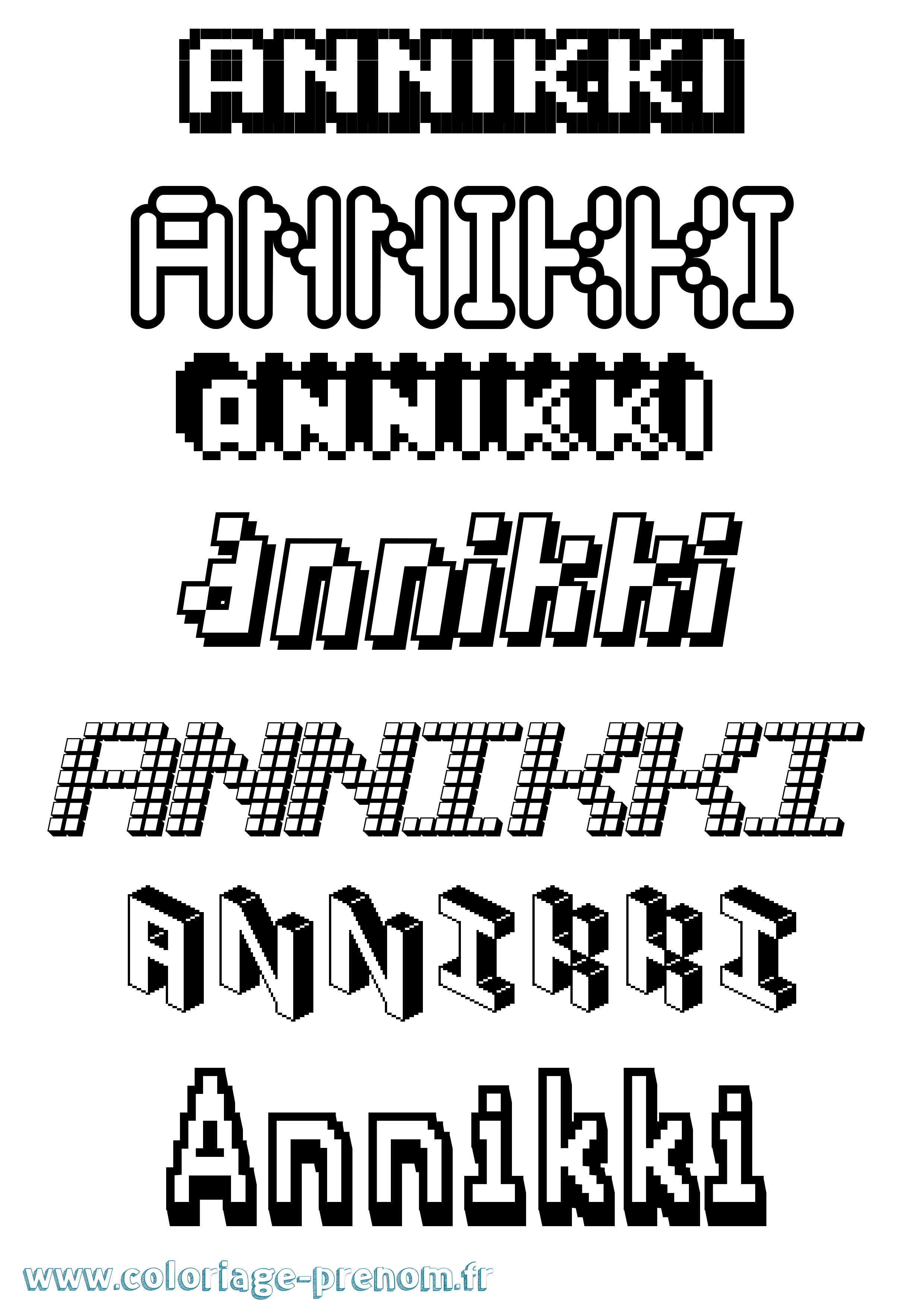 Coloriage Annikki Pixel Coloriage prénom Annikki Pixel