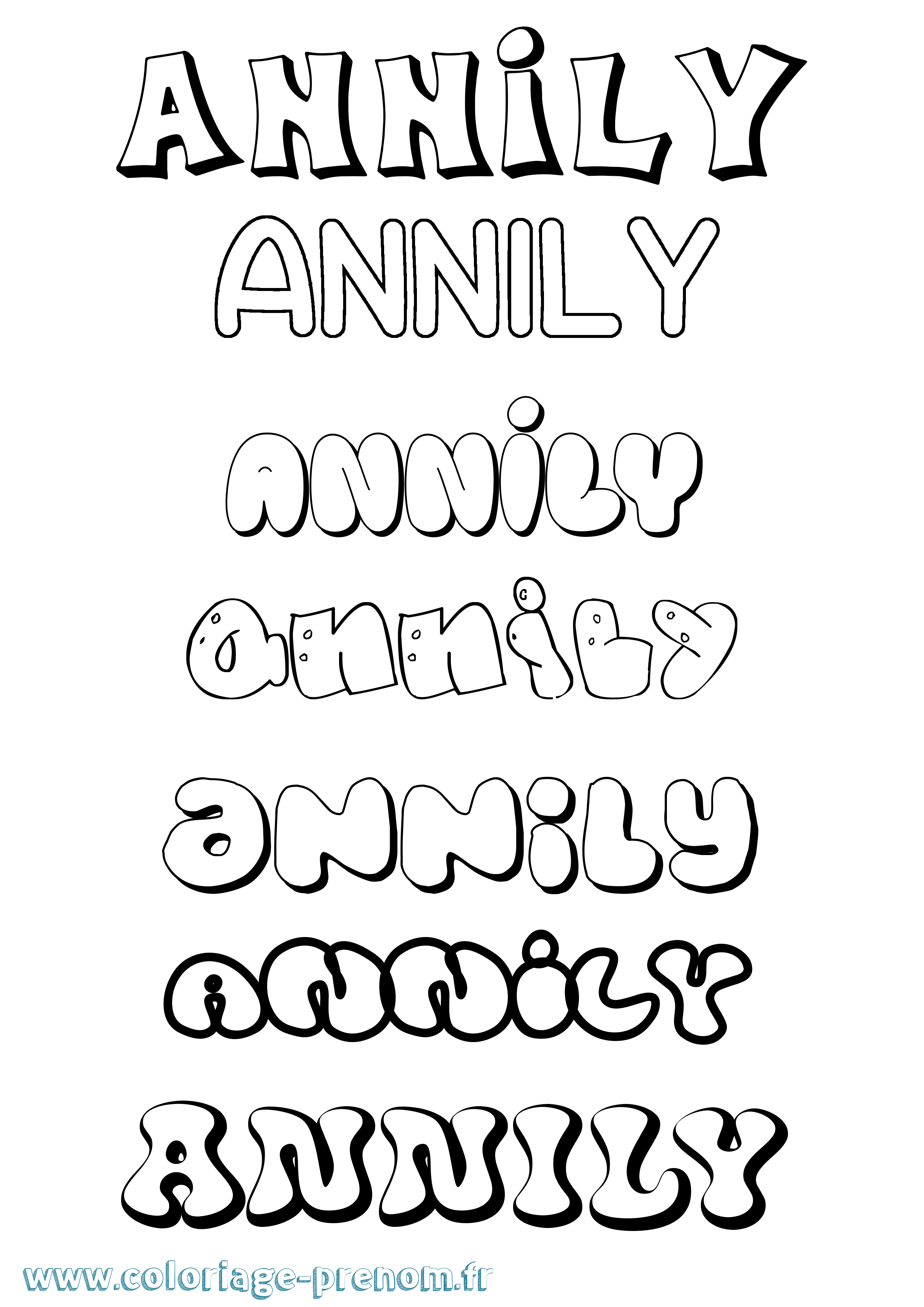 Coloriage Annily Bubble Coloriage prénom Annily Bubble