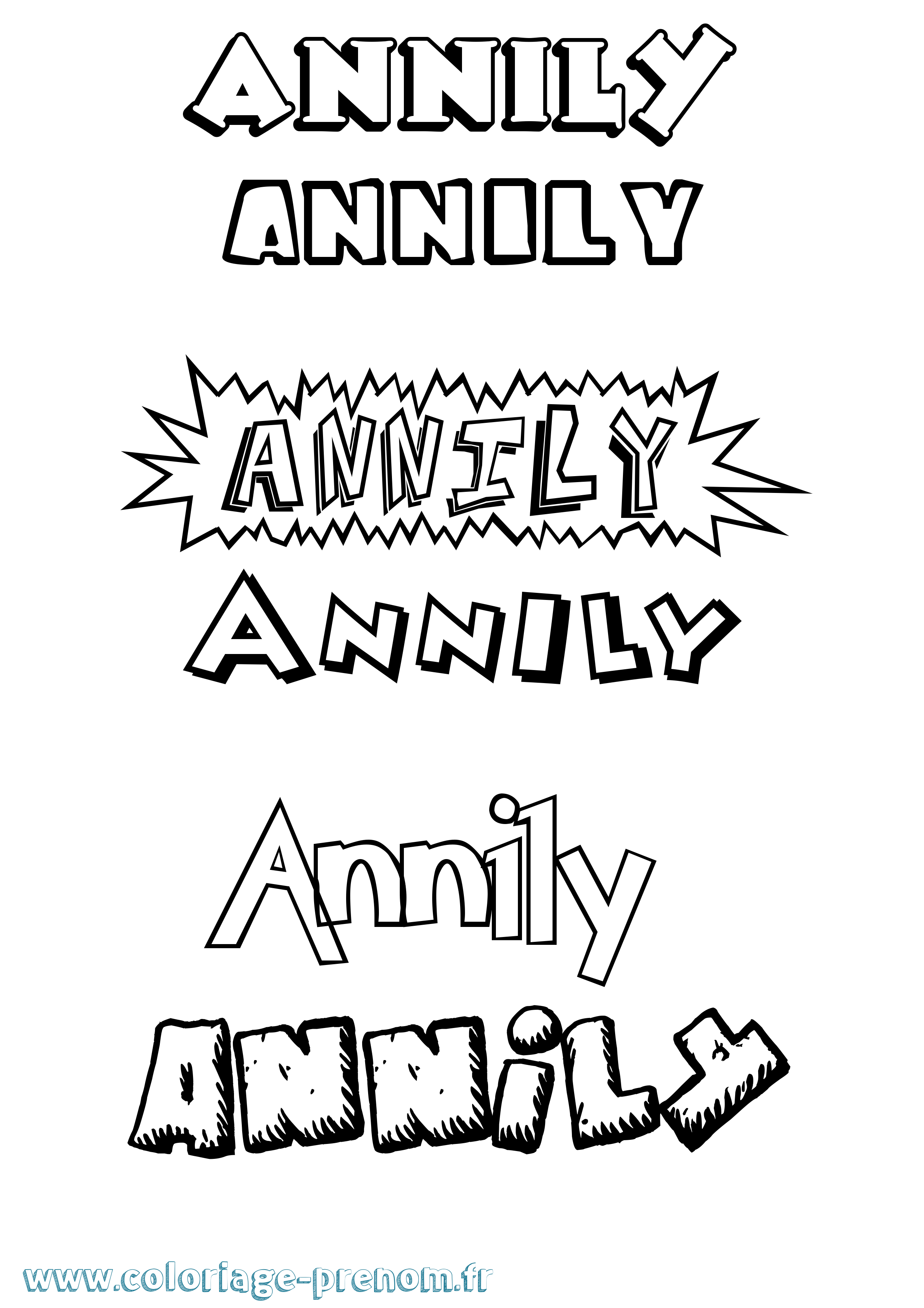 Coloriage Annily Dessin Animé Coloriage prénom Annily Dessin Animé