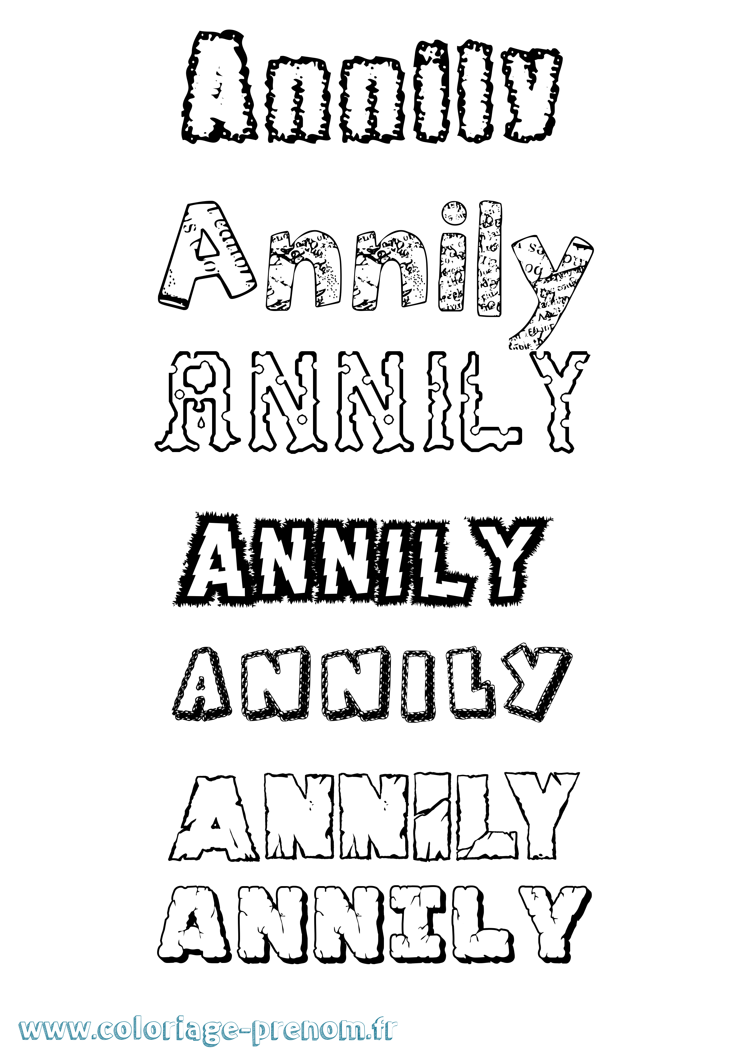 Coloriage Annily Destructuré Coloriage prénom Annily Destructuré