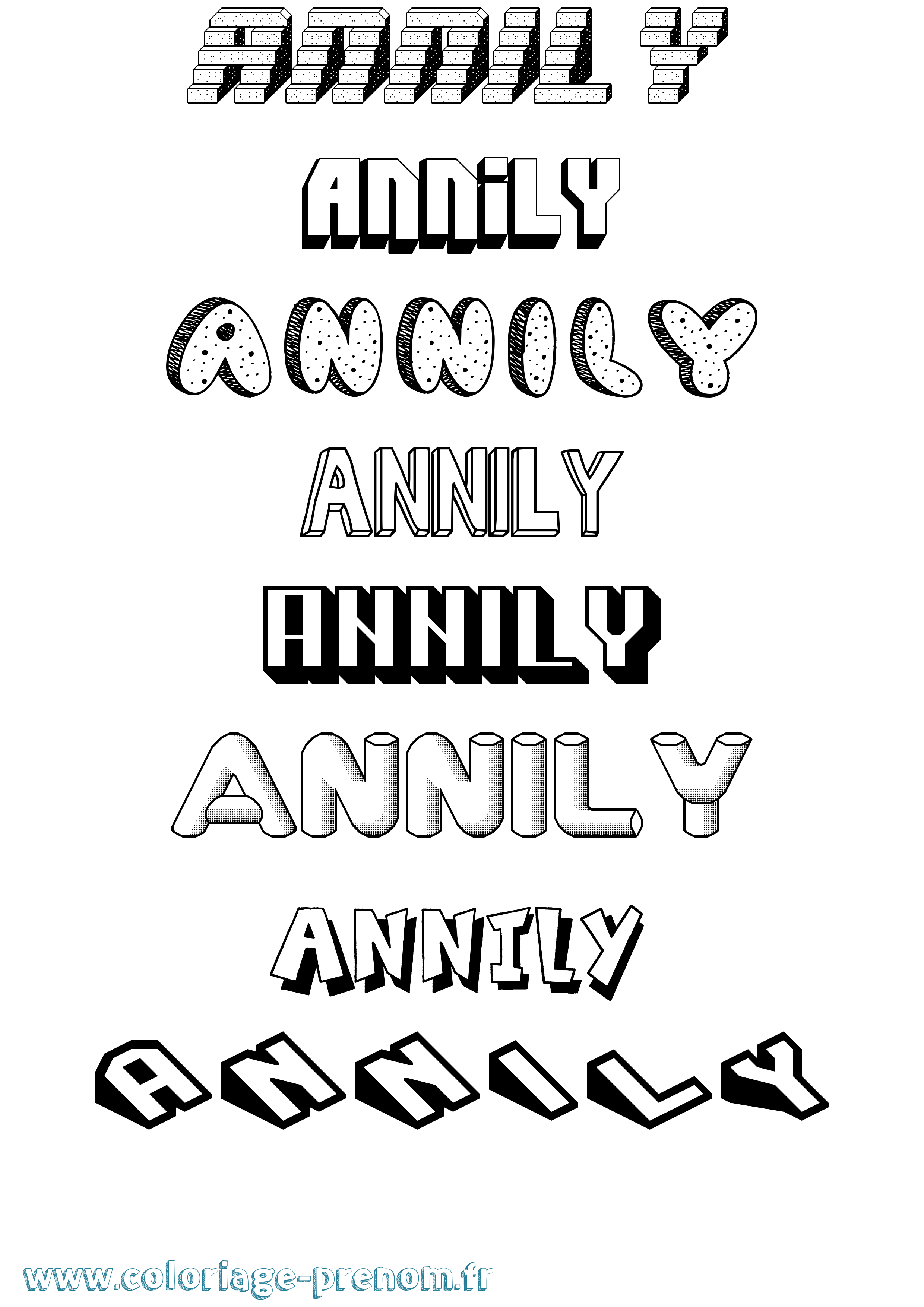 Coloriage Annily Effet 3D Coloriage prénom Annily Effet 3D