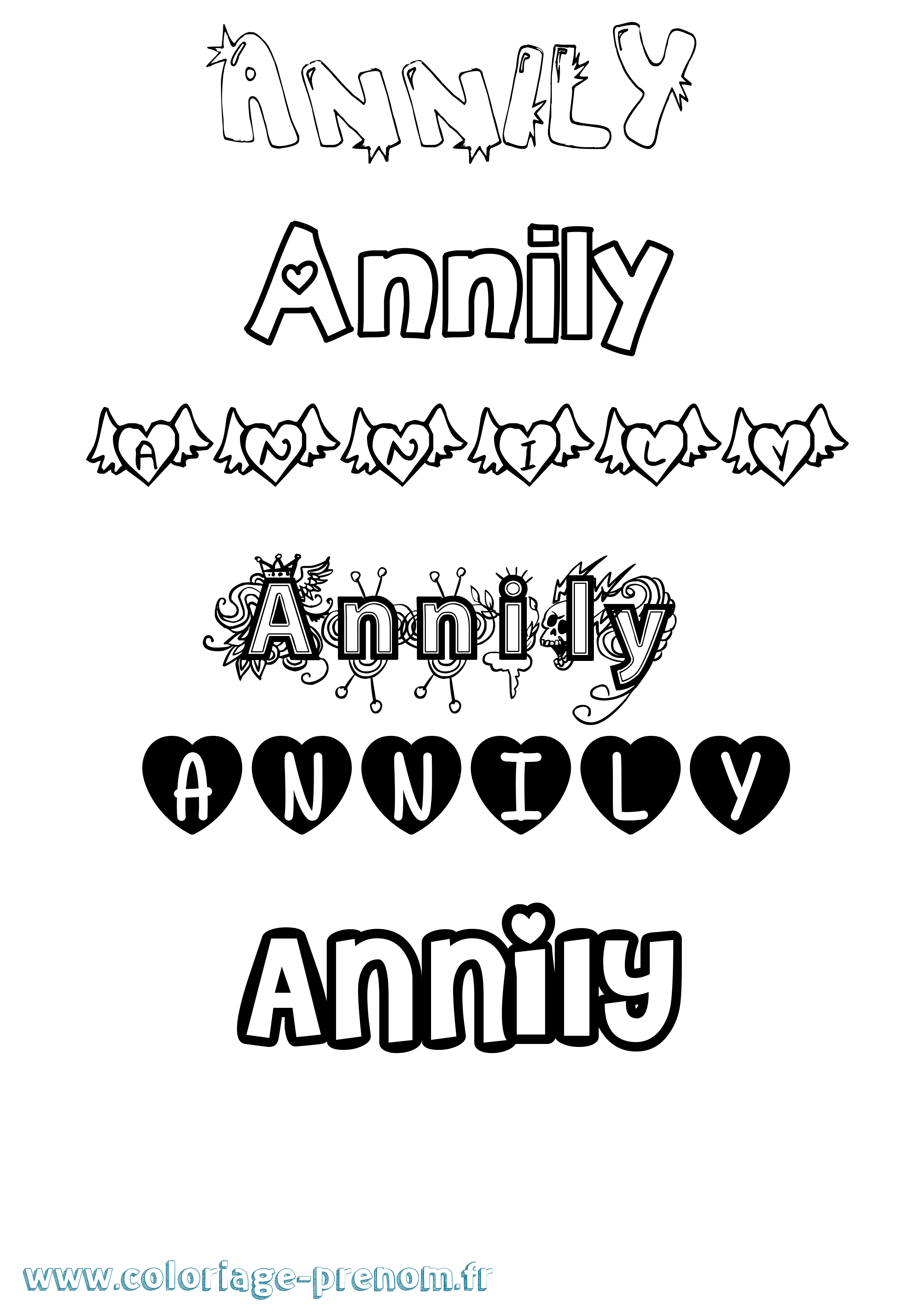Coloriage Annily Girly Coloriage prénom Annily Girly