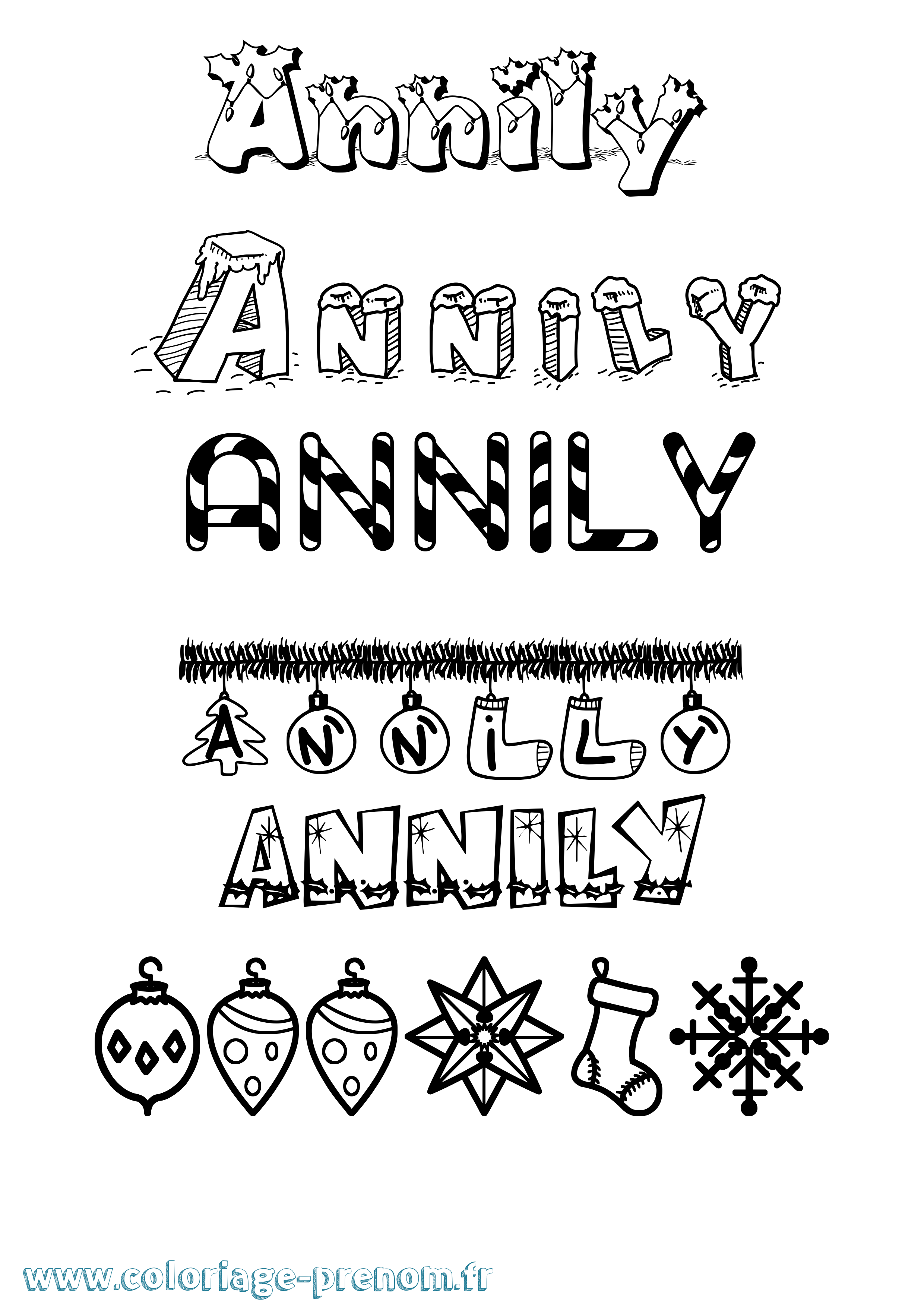 Coloriage Annily Noël Coloriage prénom Annily Noël