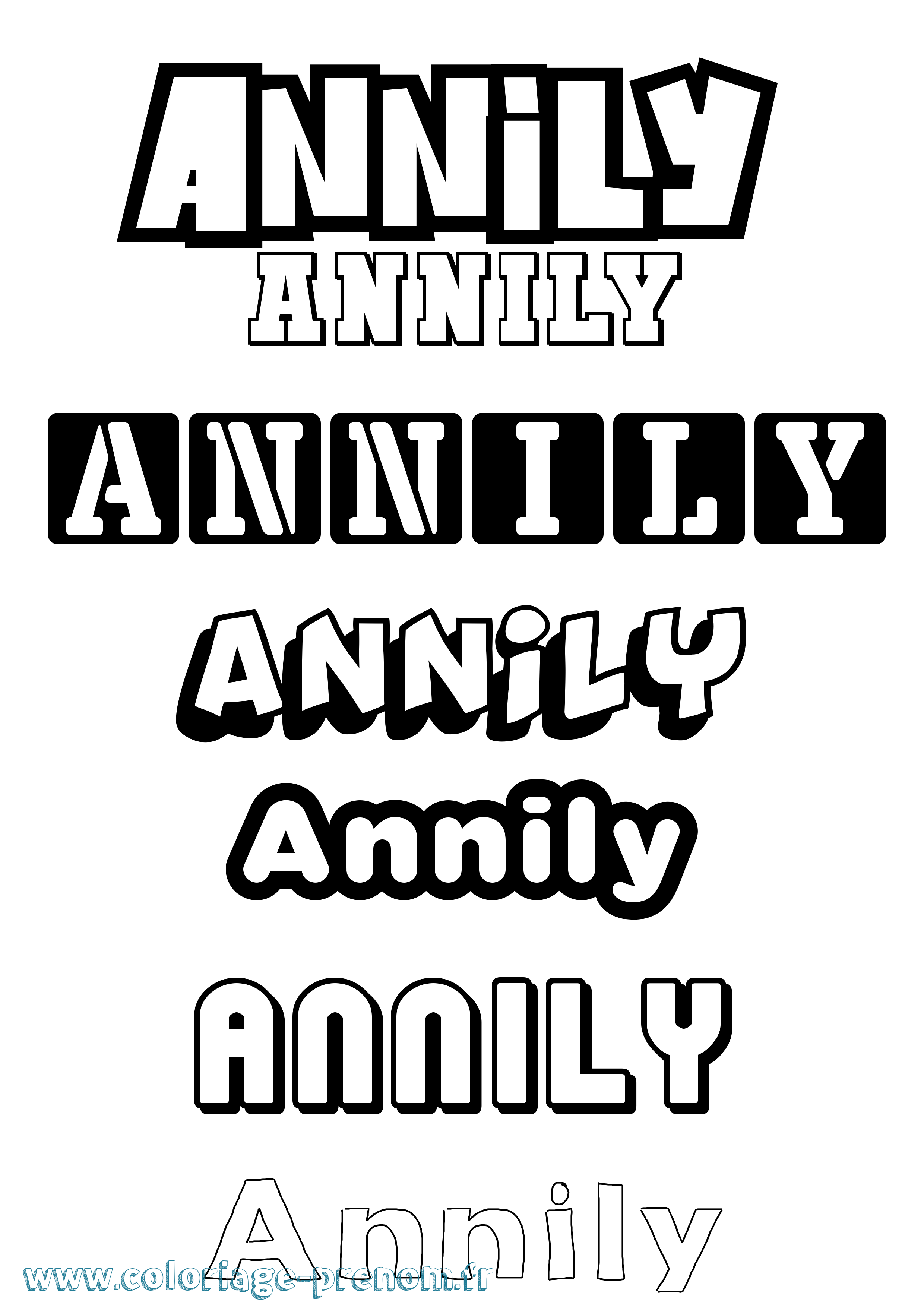 Coloriage Annily Simple Coloriage prénom Annily Simple