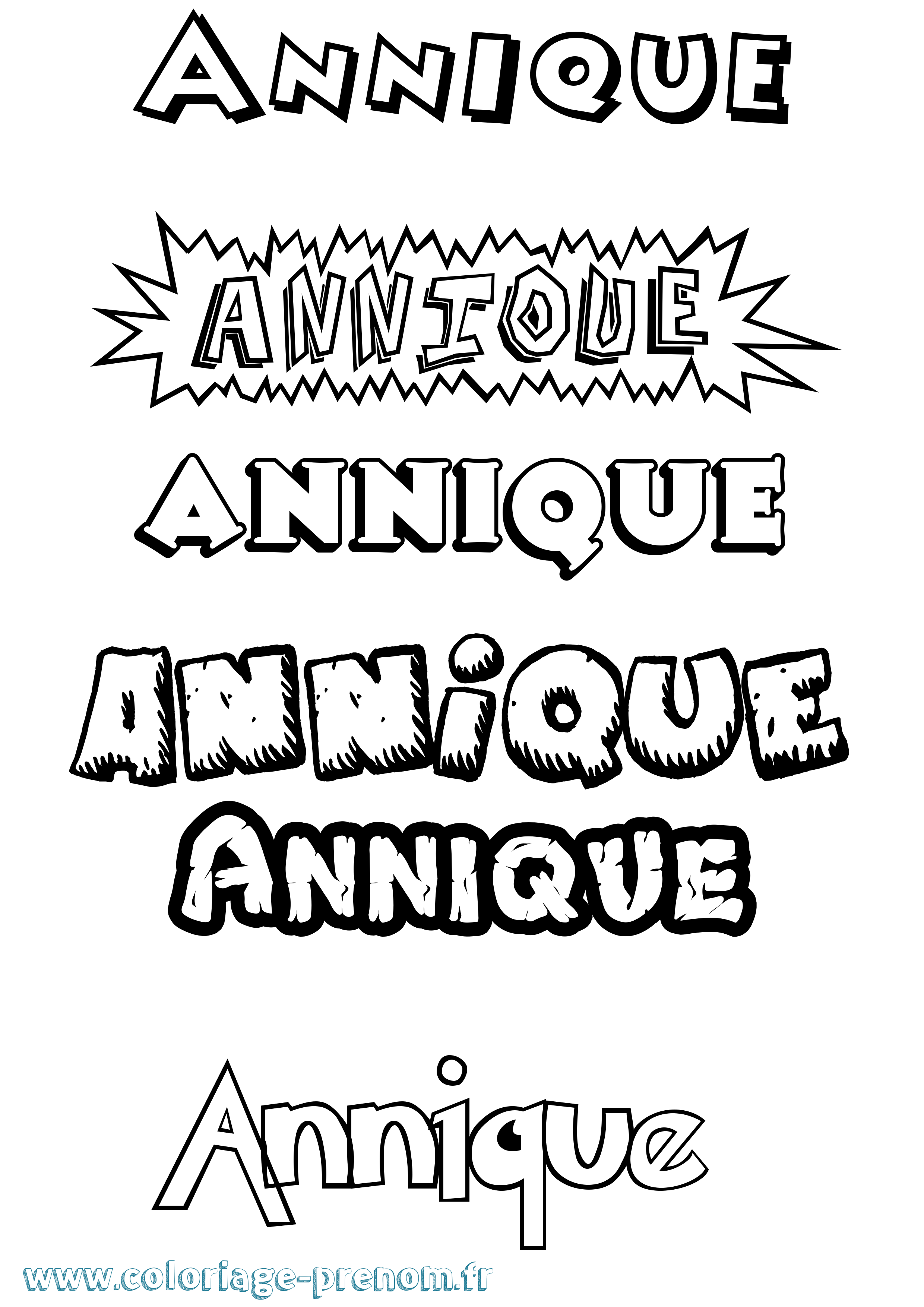 Coloriage Annique Dessin Animé Coloriage prénom Annique Dessin Animé