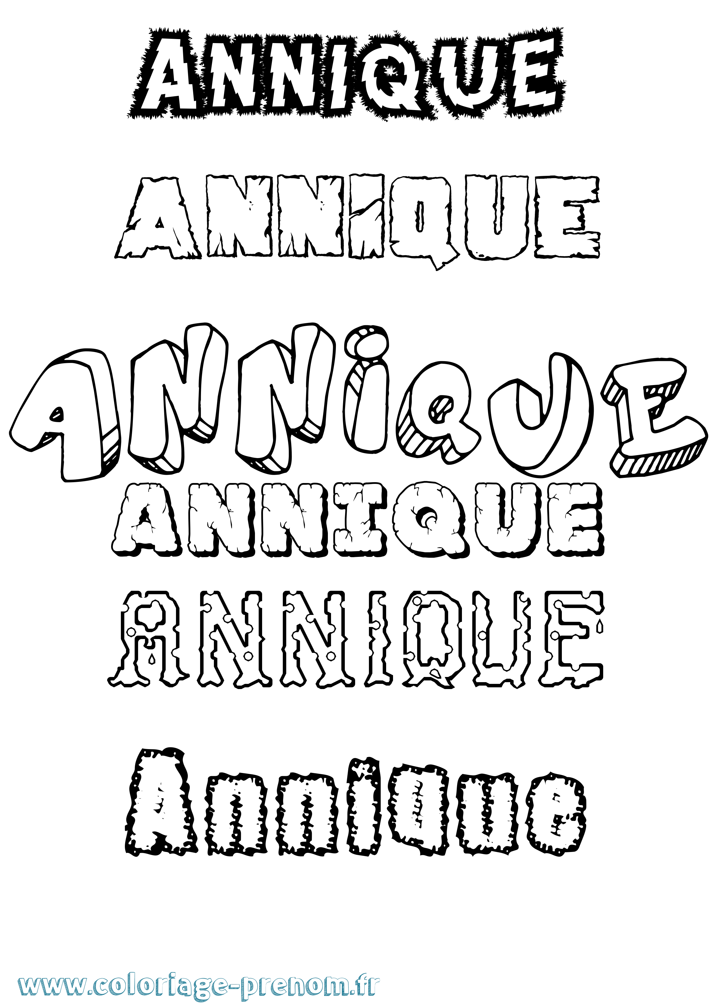 Coloriage Annique Destructuré Coloriage prénom Annique Destructuré