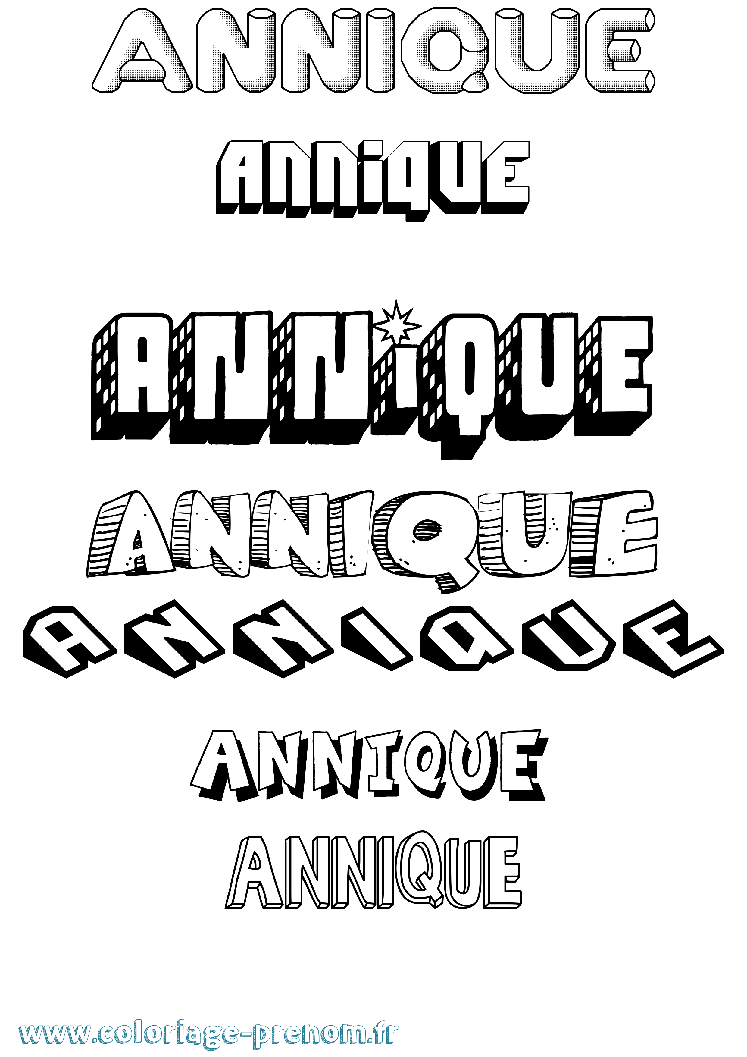 Coloriage Annique Effet 3D Coloriage prénom Annique Effet 3D