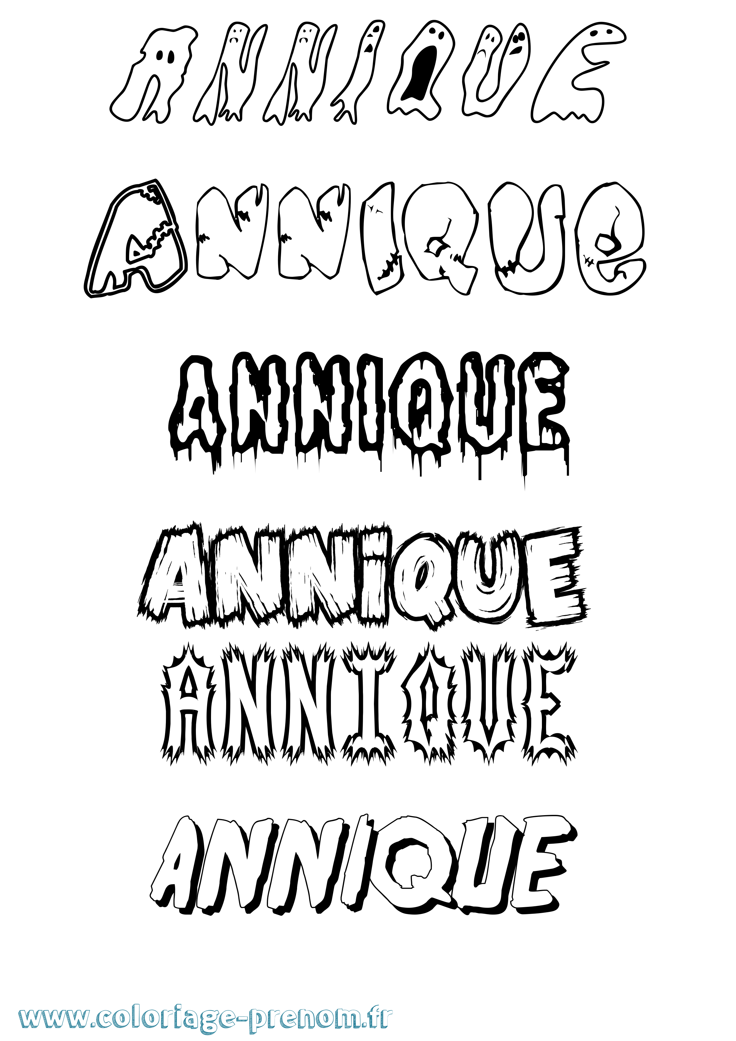 Coloriage Annique Frisson Coloriage prénom Annique Frisson