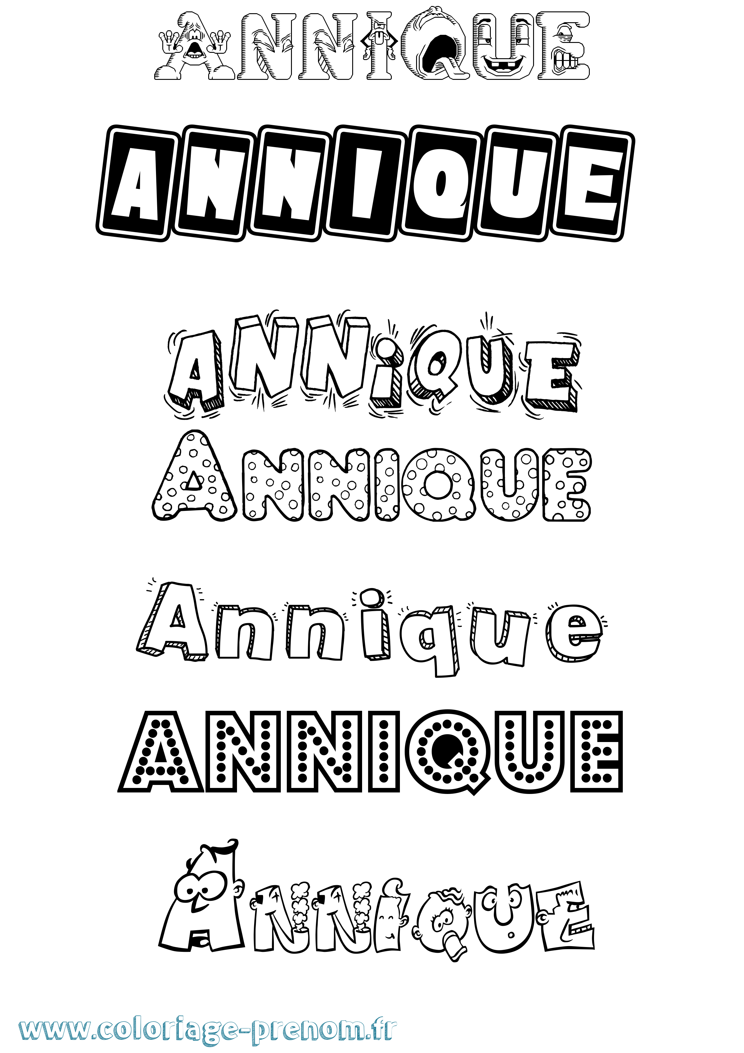 Coloriage Annique Fun Coloriage prénom Annique Fun