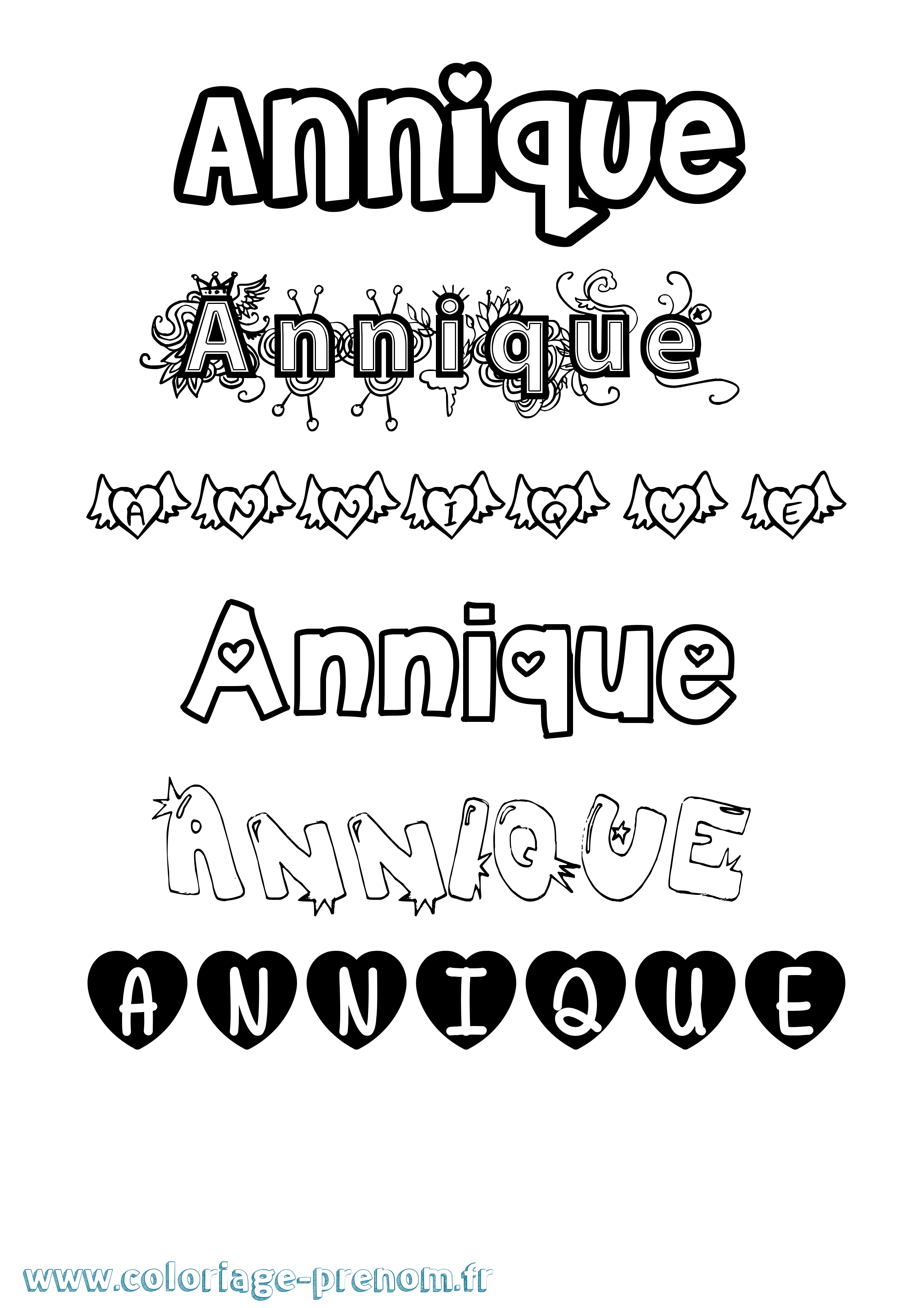 Coloriage Annique Girly Coloriage prénom Annique Girly